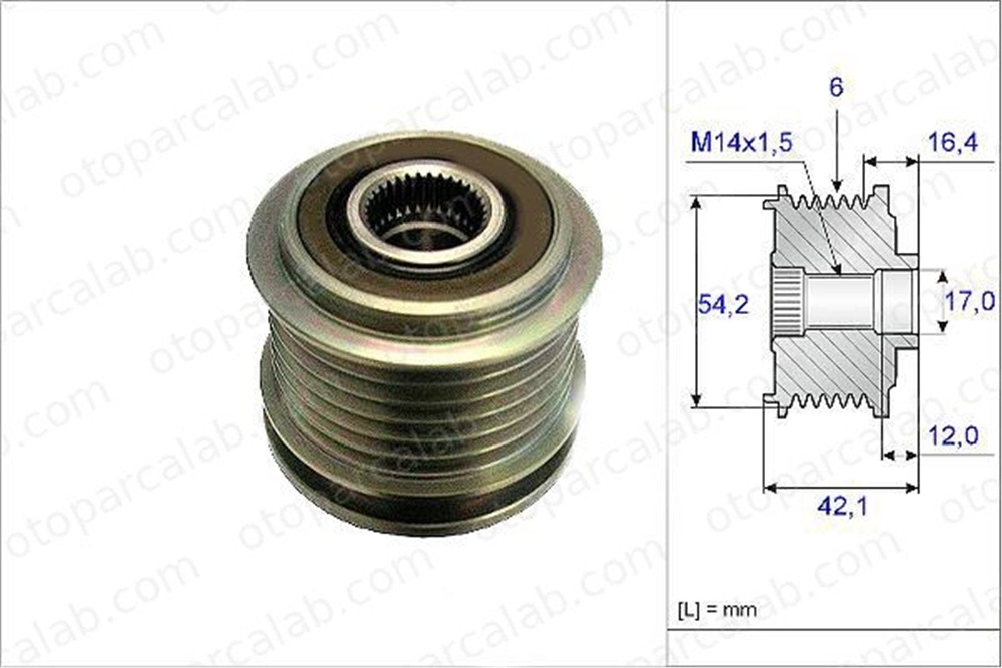 ABA YT850181 Alternatör Kasnağı A.B.A YT850181 FORD C-MAX FOCUS II 1692417 68045506AA