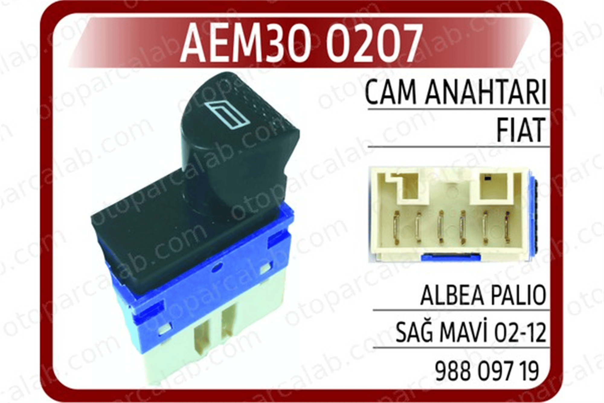 AEM 30 0207 Cam Açma Düğmesi Ön Sağ FIAT STRADA Pick-up PALIO 98809719