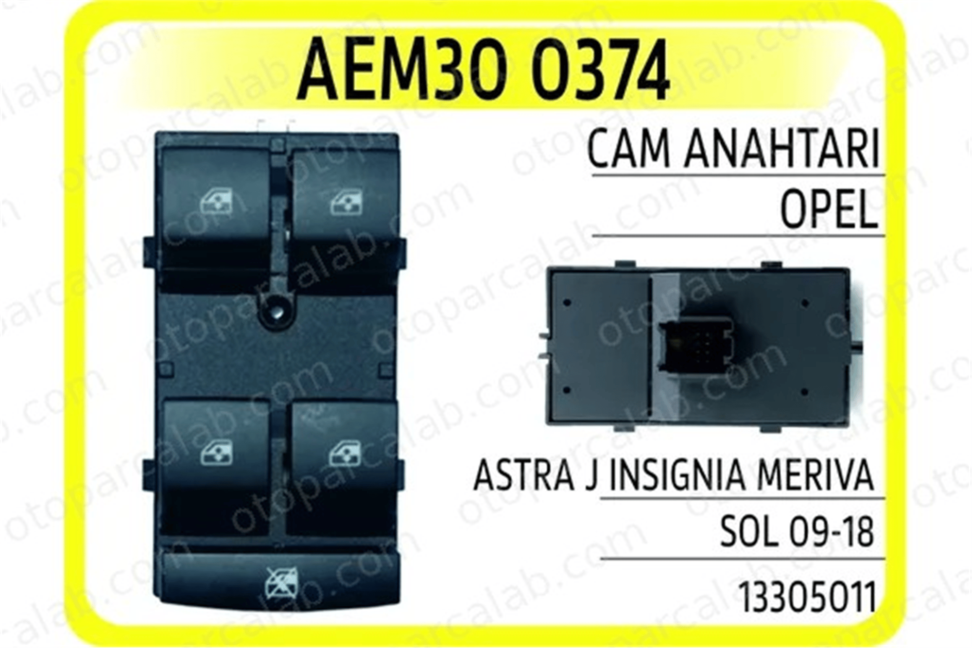 AEM 30 0374 Cam Açma Düğmesi Ön Sol CHEVROLET CRUZE CRUZE Hatchback 13305373 013305373