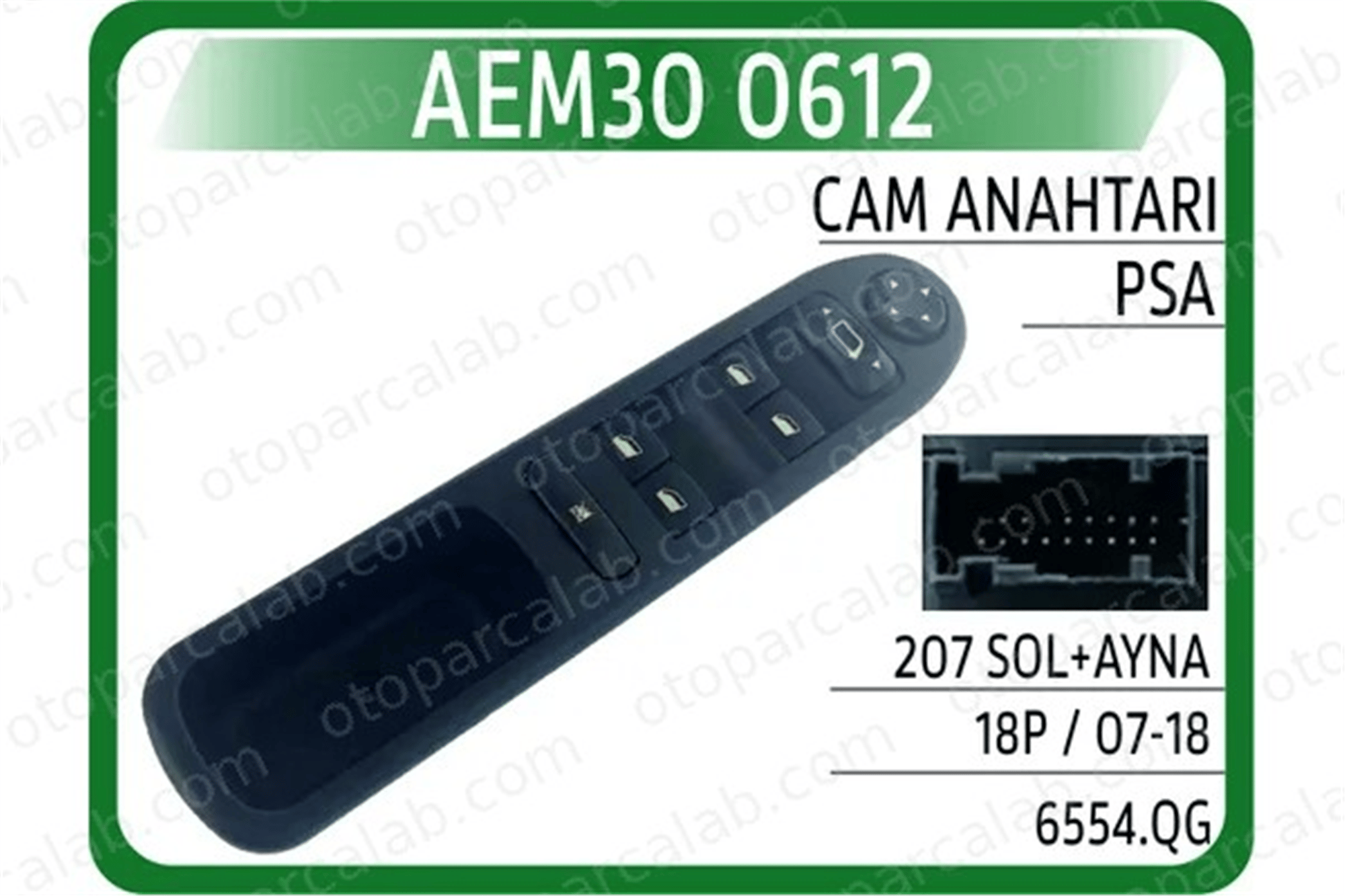 AEM 30 0612 Cam Açma Düğmesi Ön Sol PEUGEOT 207 SW 207 6554QG 6490EH
