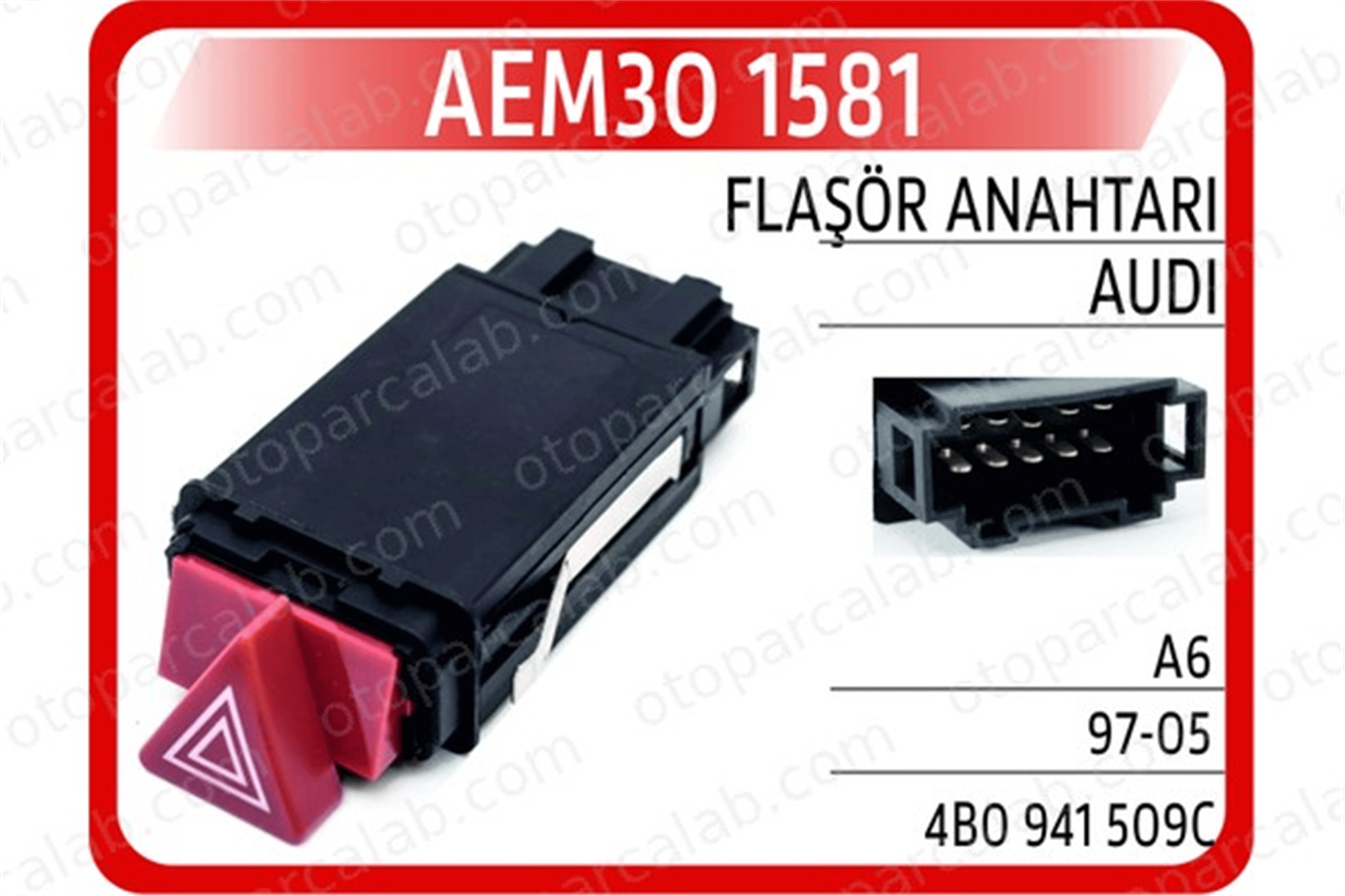 AEM 30 1581 Dörtlü Flaşör Düğmesi AUDI A6 C5 Avant A6 C5 4B0941509D 4B0941509K9B9