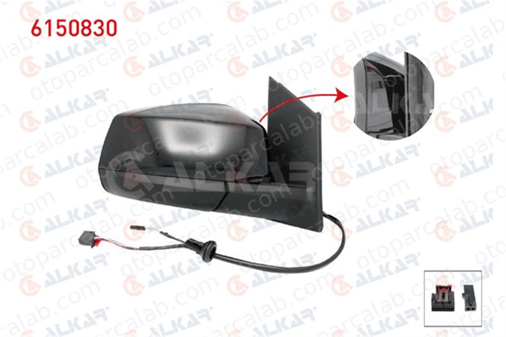 ALKAR 6150830 Dikiz Aynası Dış Sağ VW CADDY V Kasa/büyük limuzin 2556364 2556368