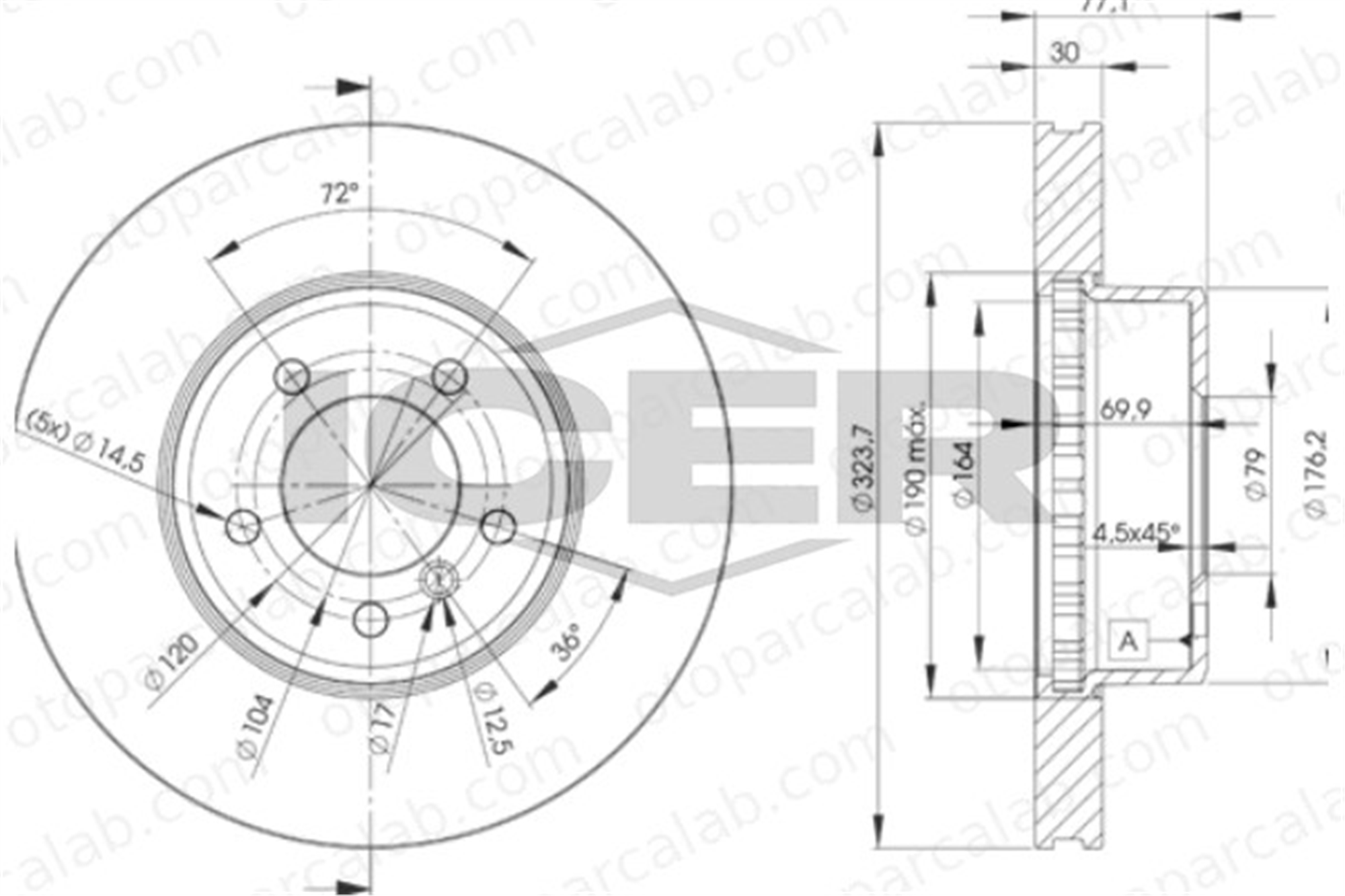AP B2037VR Fren Disk Ayna Ön Sağ ve Sol BMW 5 5 Touring 34116753221 34116767269
