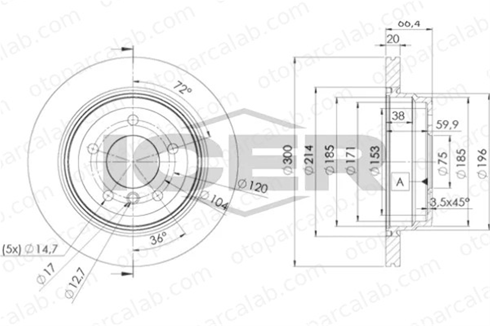 AP B2060VR Fren Disk Ayna Arka Sağ ve Sol BMW 3 Touring X1 34216764653 34216792229