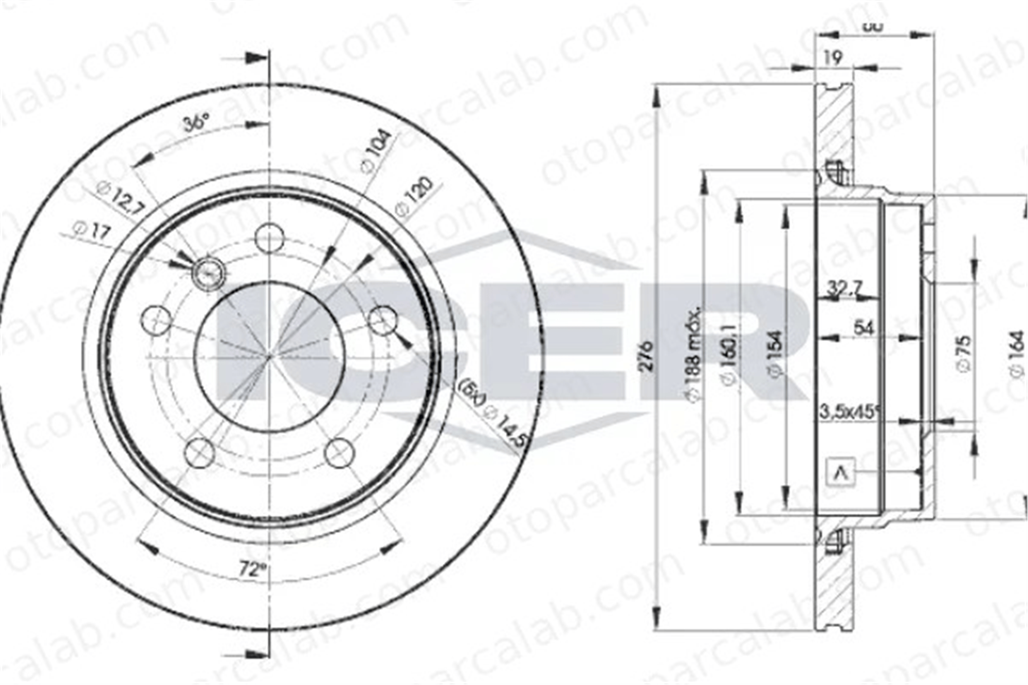 AP B2431VR Fren Disk Ayna Arka Sağ ve Sol BMW 3 3 Touring 34211162315 34211165211