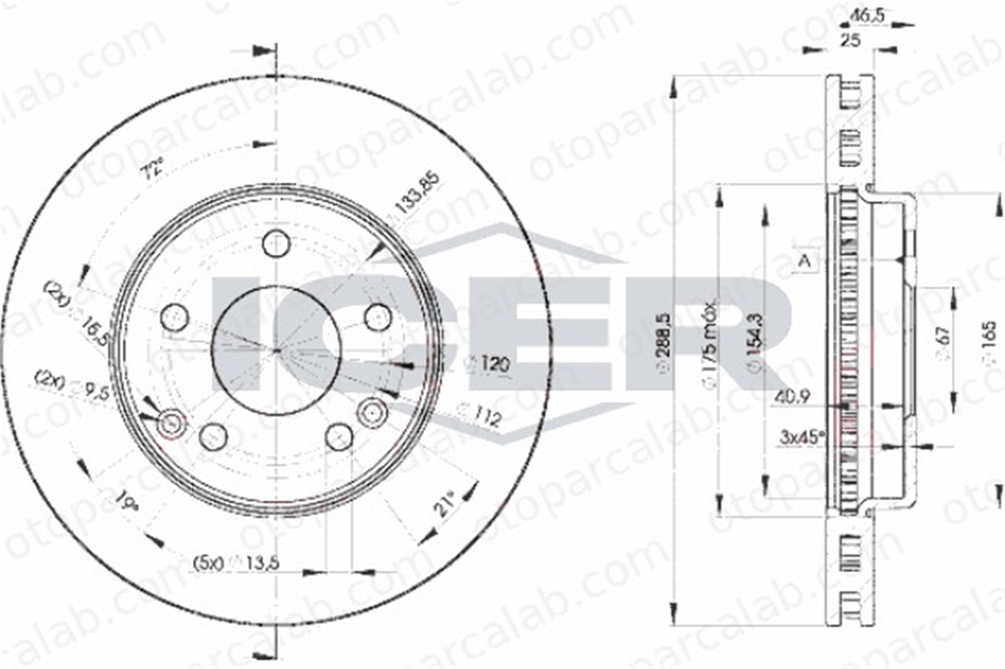 AP M2601VR Fren Disk Ayna Ön Sağ ve Sol MERCEDES-BENZ C-SERISI T-Model C-SERISI 2104210712 A2104210712