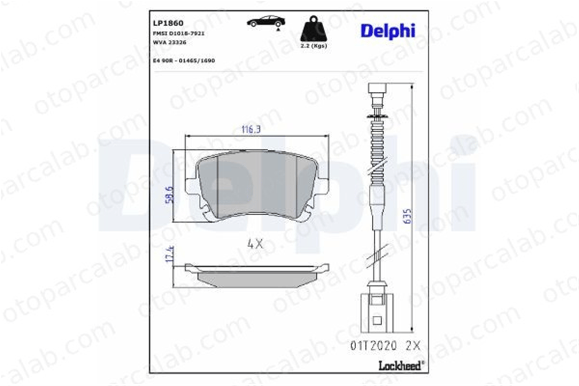 APETECH AP1582 Fren Disk Balata Arka AUDI A6 C6 Avant A6 C6 LP1860 3D0698451