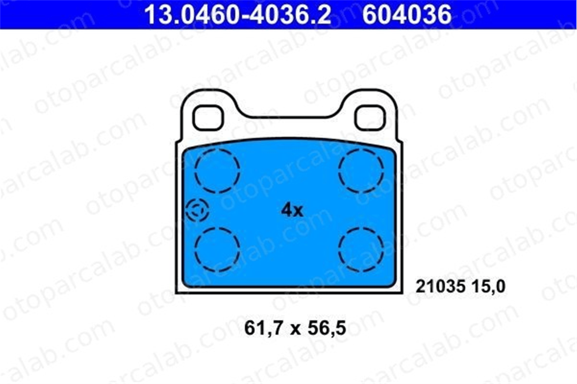 ATE 13.0460-4036.2 Fren Disk Balata Arka MERCEDES-BENZ S-SERISI 123 Sedan A0014200620 4205720