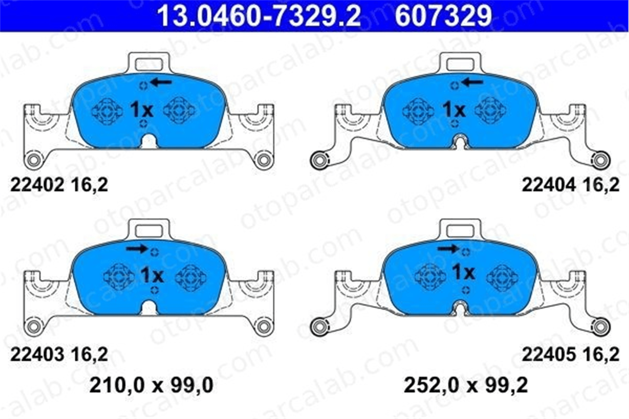 ATE 13.0460-7329.2 Fren Disk Balata Ön AUDI A4 B9 Avant A4 B9 8W0698151AQ 8W0698151AC