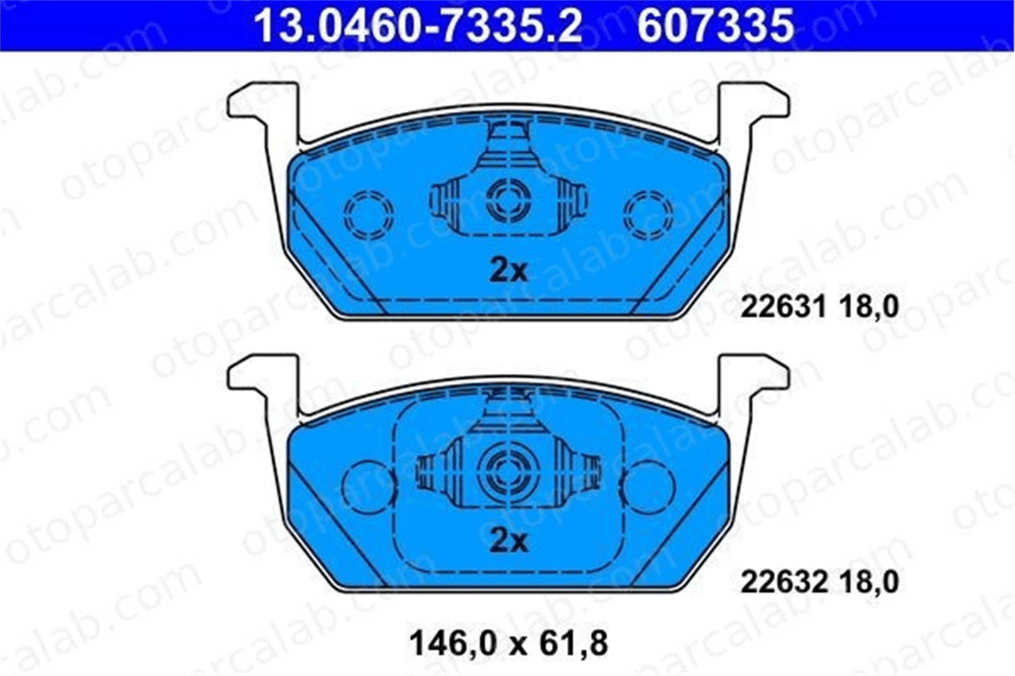 ATE 13.0460-7335.2 Fren Disk Balata Ön SEAT LEON ST LEON 2Q0698151Q 2Q0698151B
