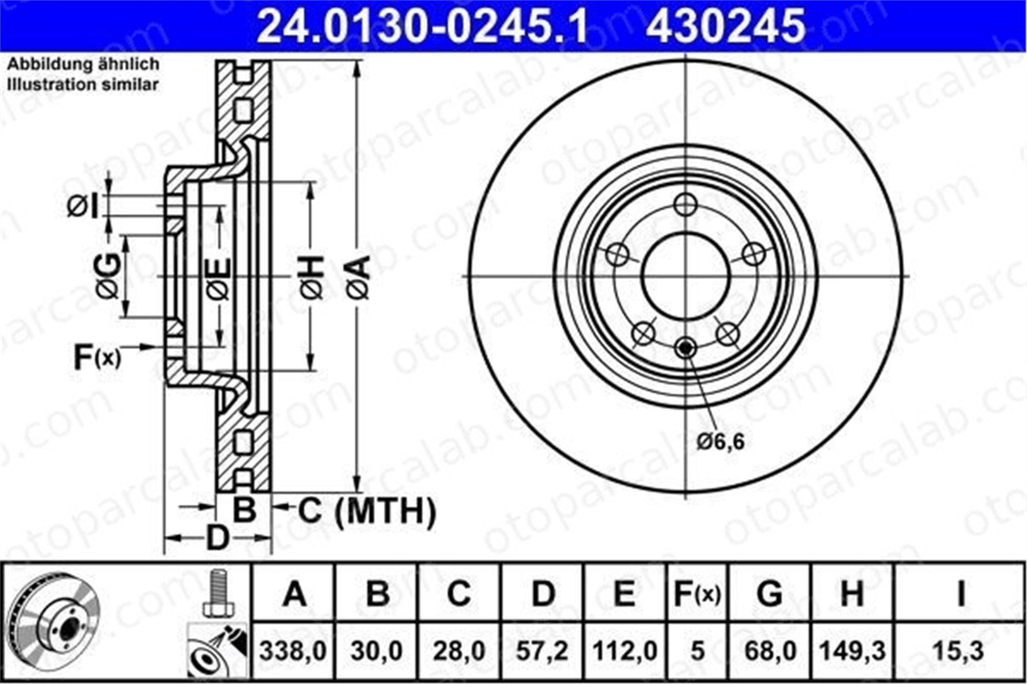 ATE 24 0130-0245 1 Fren Disk Ayna Ön Sağ ve Sol AUDI A4 B9 Avant A4 B9 80A615301F 8W0615301AB