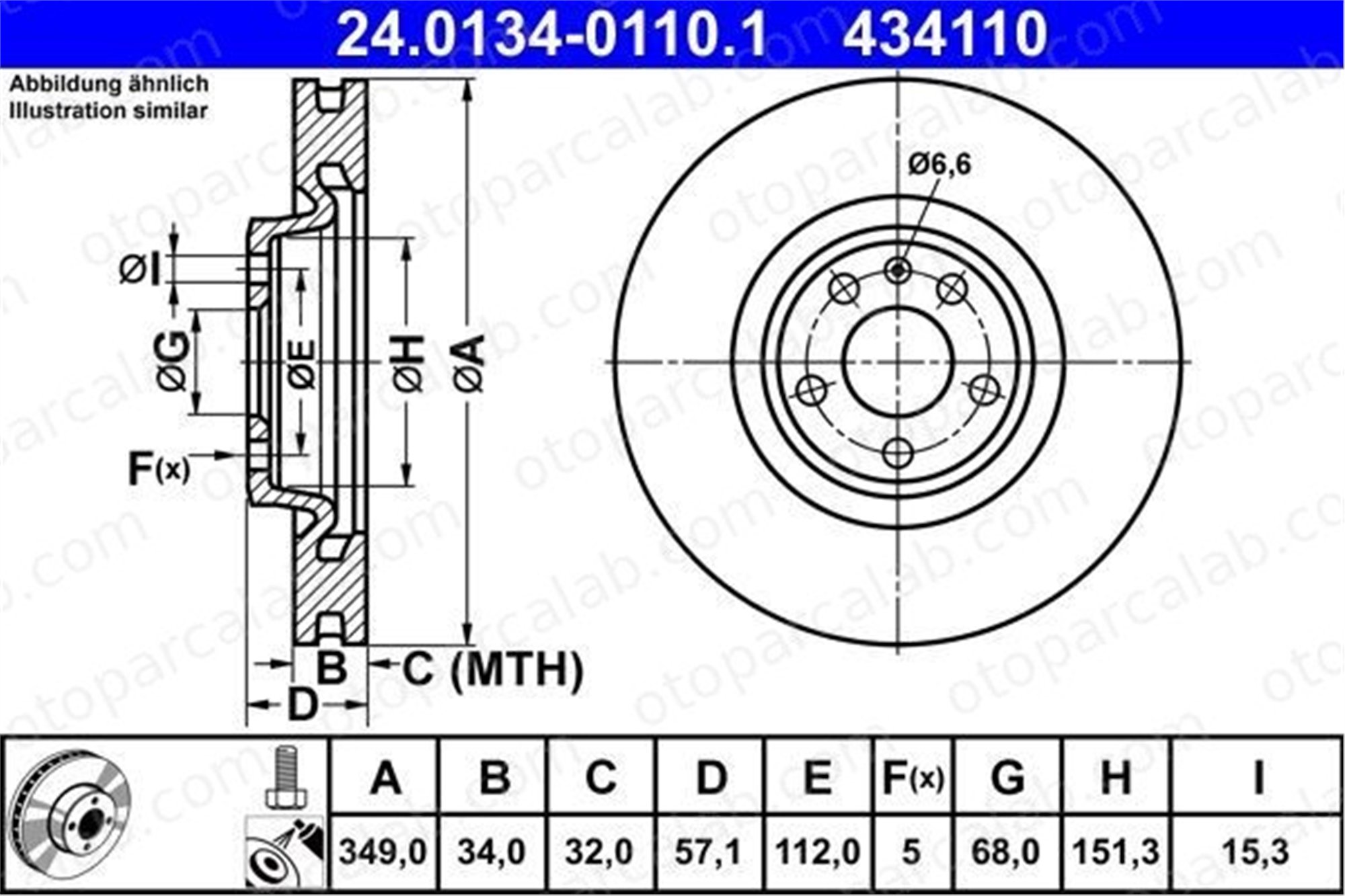 ATE 24 0134-0110 1 Fren Disk Ayna Ön Sağ ve Sol AUDI A4 B9 Avant A4 B9 4M0615301AB 4M0615301AN