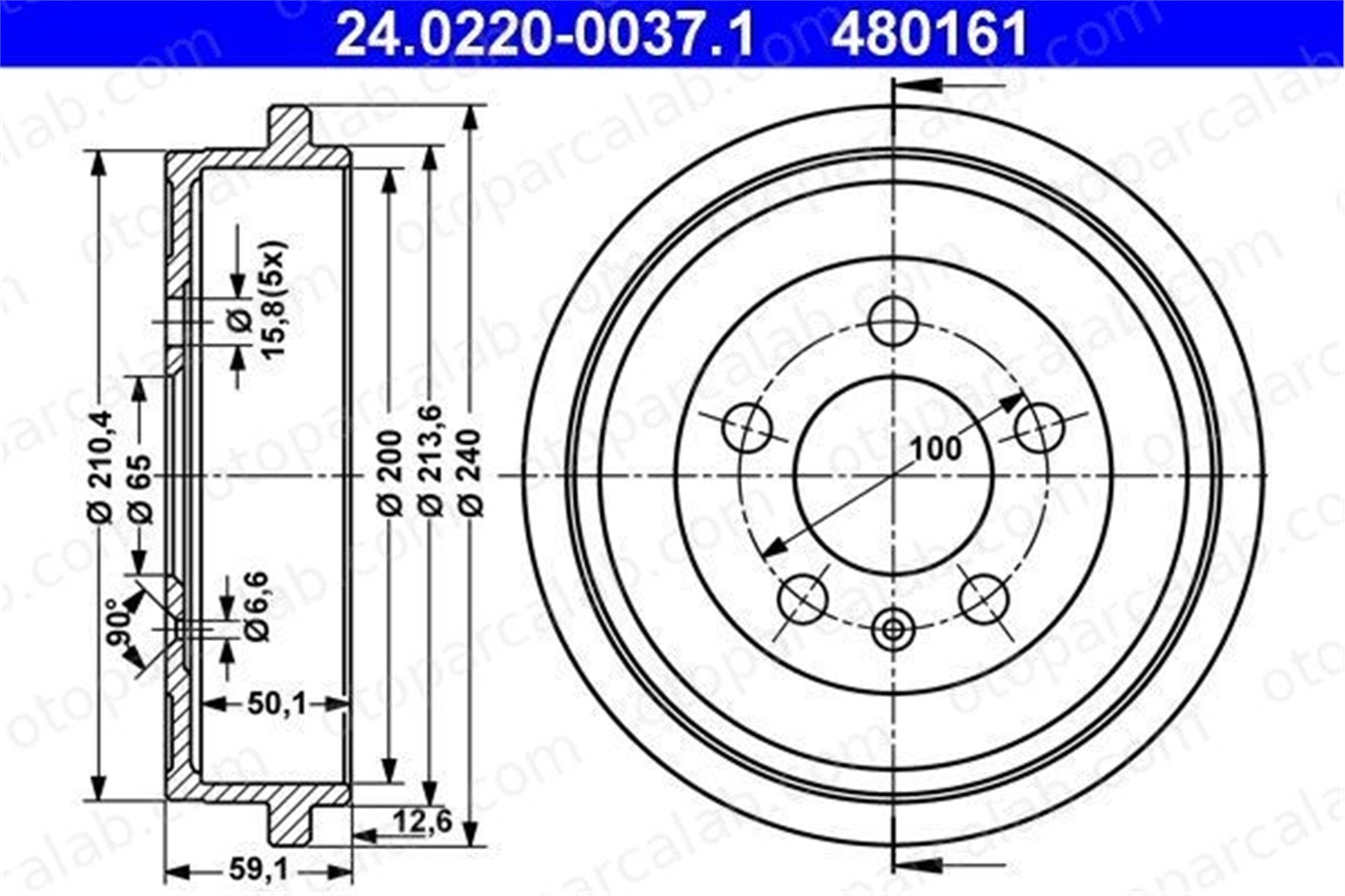 ATE 24.0220-0037.1 Kampana Arka Sağ veya Sol VW POLO V SEAT IBIZA IV 34211158556 6Q0609617