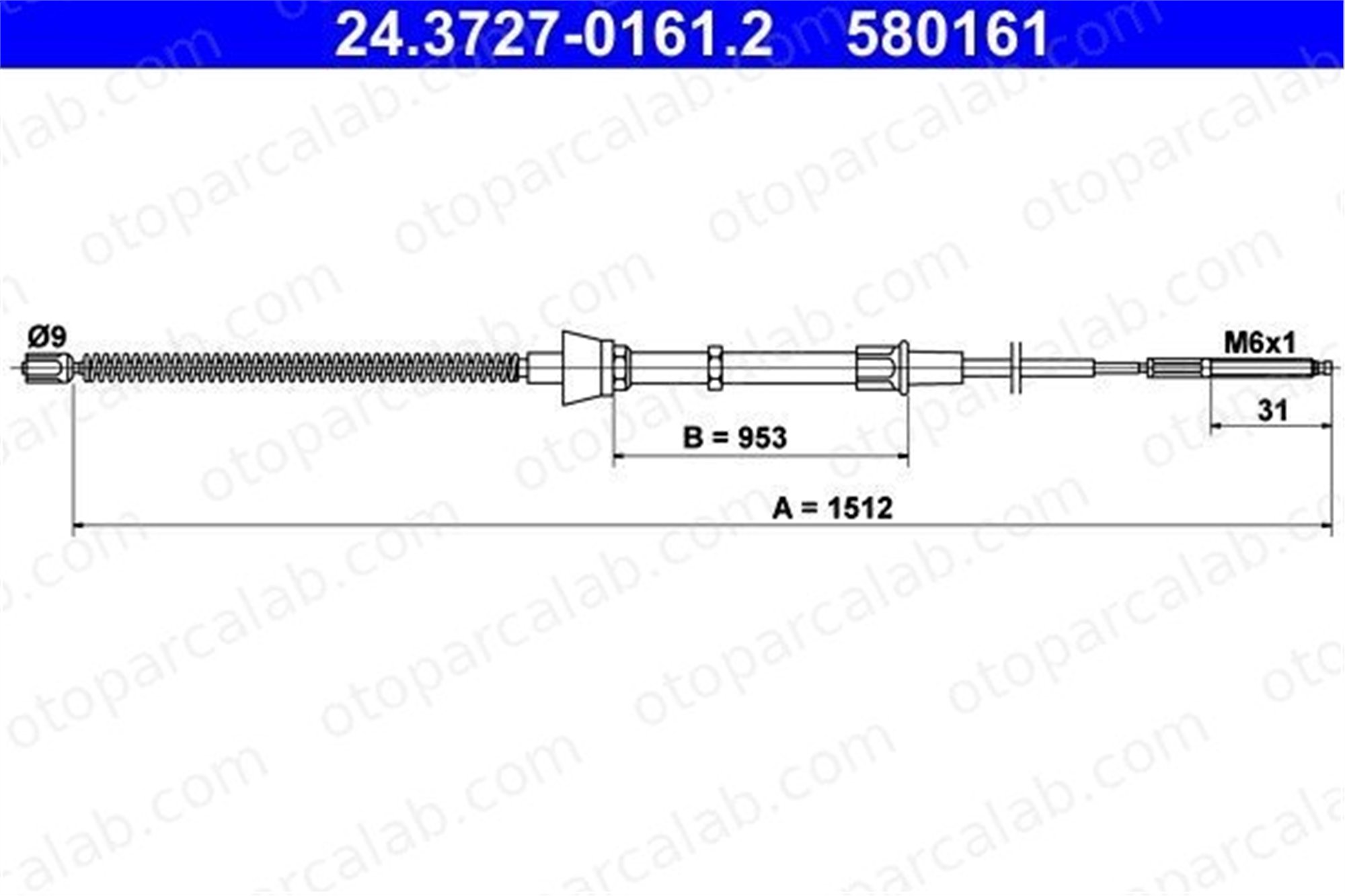 ATE 24.3727-0161.2 El Fren Teli Arka Sağ veya Sol VW POLO III SEAT IBIZA II 6K9609721 6N0609721B