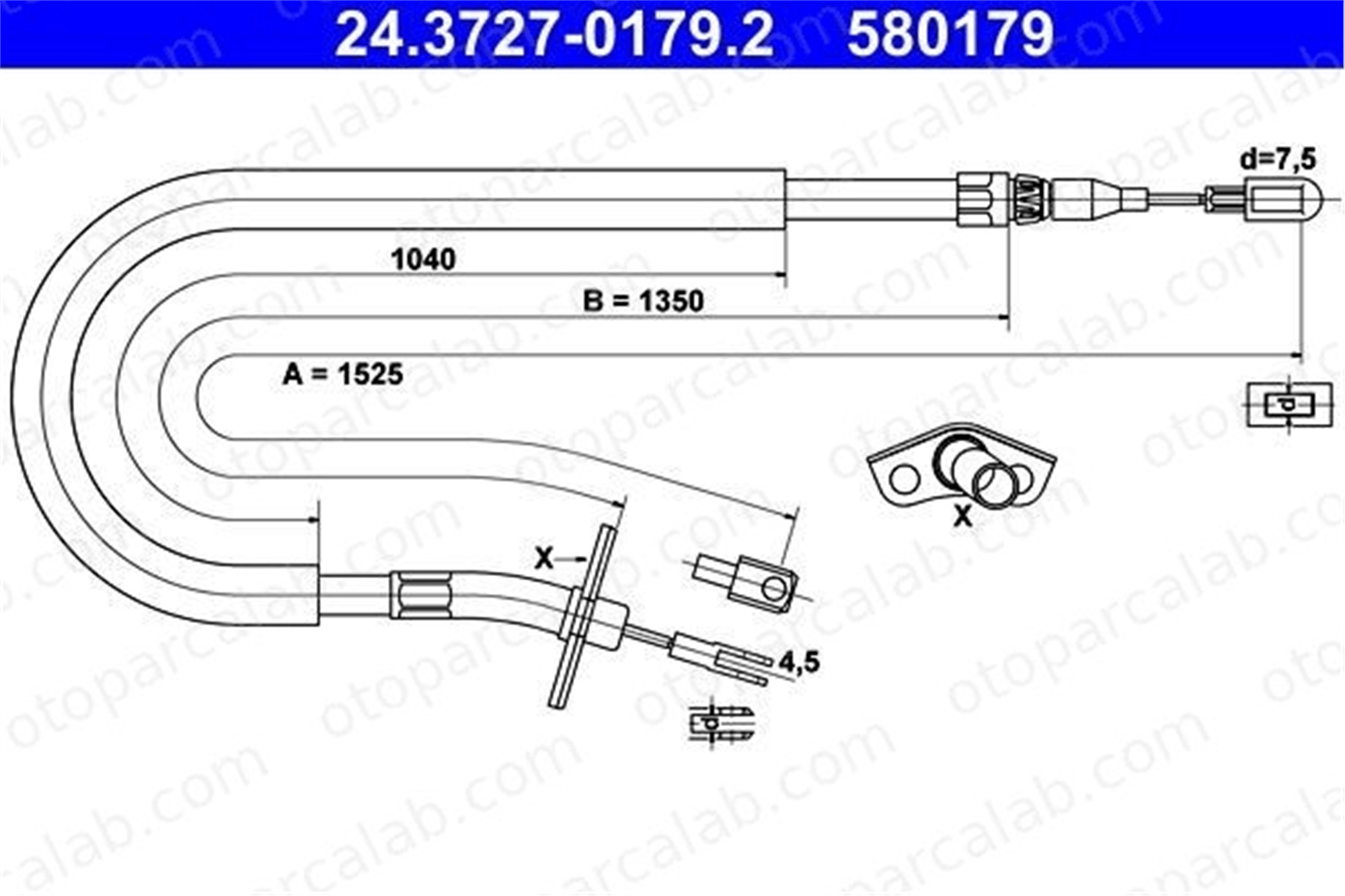 ATE 24.3727-0179.2 El Fren Teli Arka Sol MERCEDES-BENZ SPRINTER 4-t Panelvan/Van SPRINTER 4-t Platform şasi A9044200185 9044200185