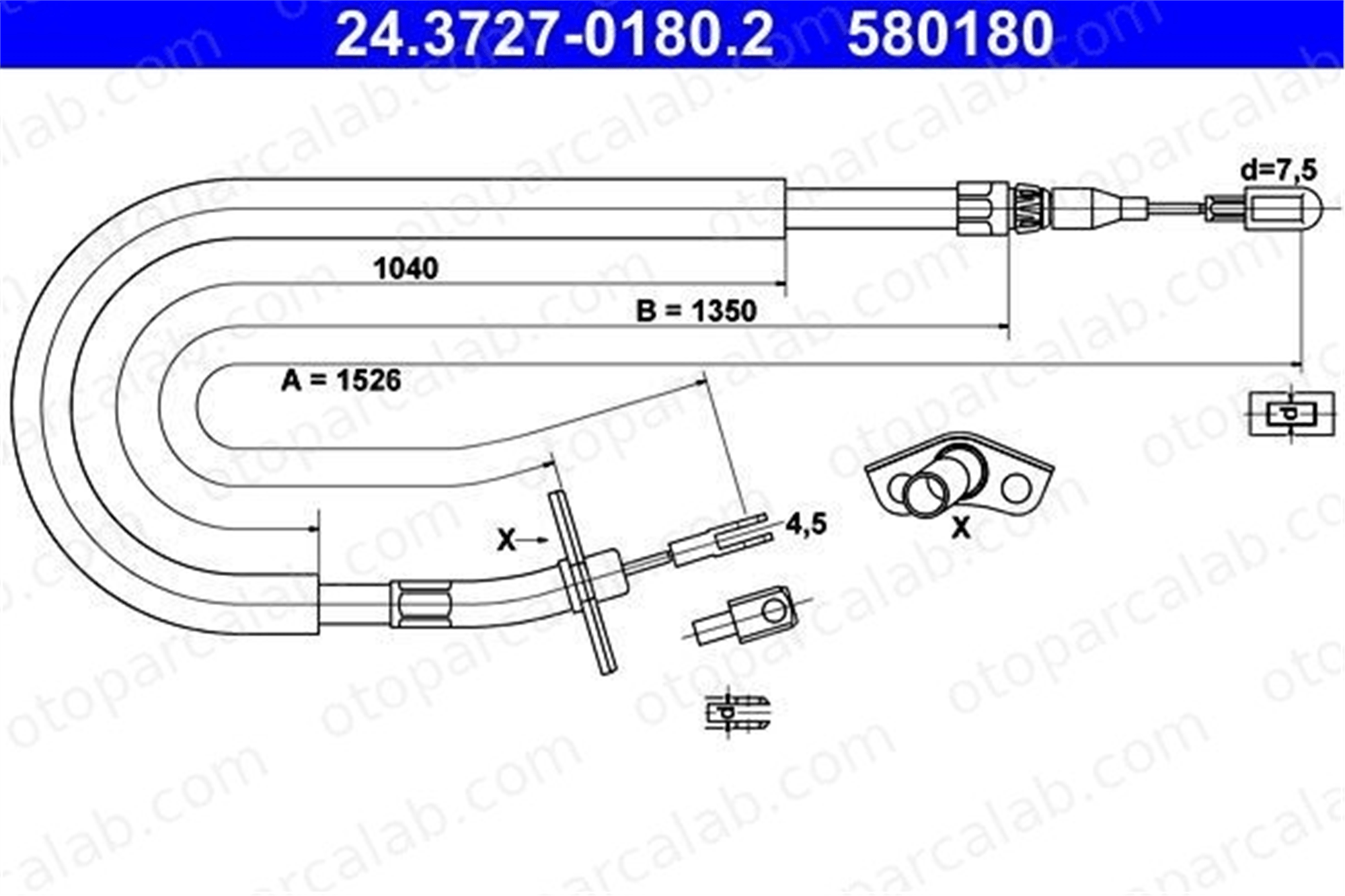 ATE 24.3727-0180.2 El Fren Teli Arka Sağ MERCEDES-BENZ SPRINTER 4-t Panelvan/Van SPRINTER 4-t Platform şasi A9044200285 9044200285