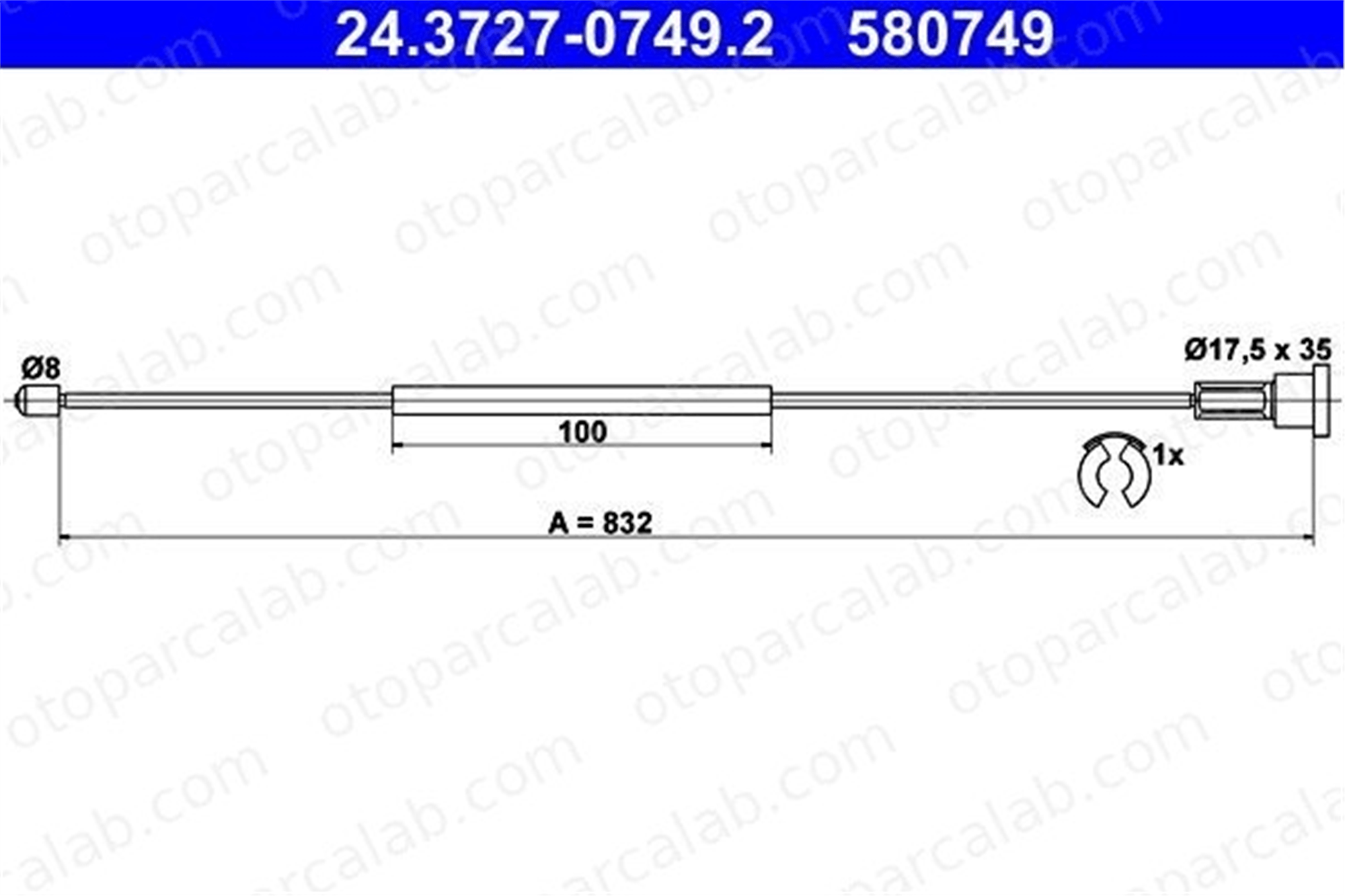 ATE 24.3727-0749.2 El Fren Teli Arka Sağ OPEL CORSA C Kasa/eğik arka CORSA C 522449 90576454