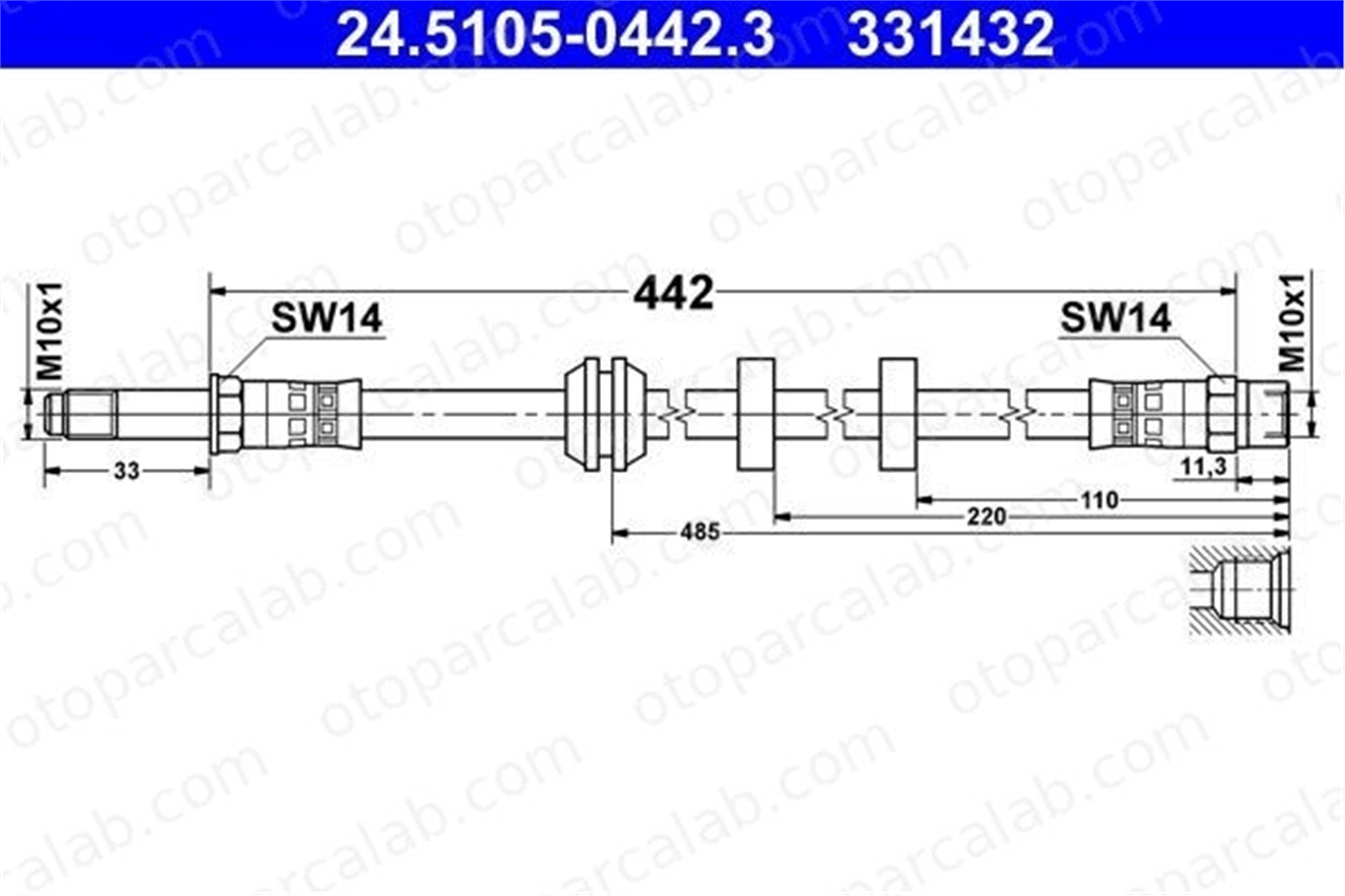 ATE 24.5105-0442.3 Fren Hortumu Ön Sağ veya Sol SEAT CORDOBA IBIZA II 6K0611701 1H0611701