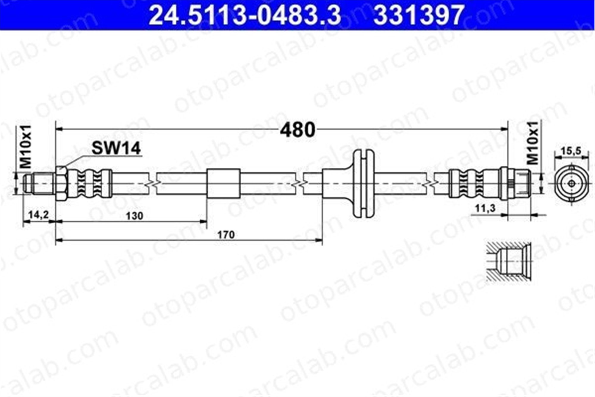 ATE 24.5113-0483.3 Fren Hortumu Ön Sağ veya Sol MERCEDES-BENZ C-SERISI S-SERISI A2024200148 2024200148