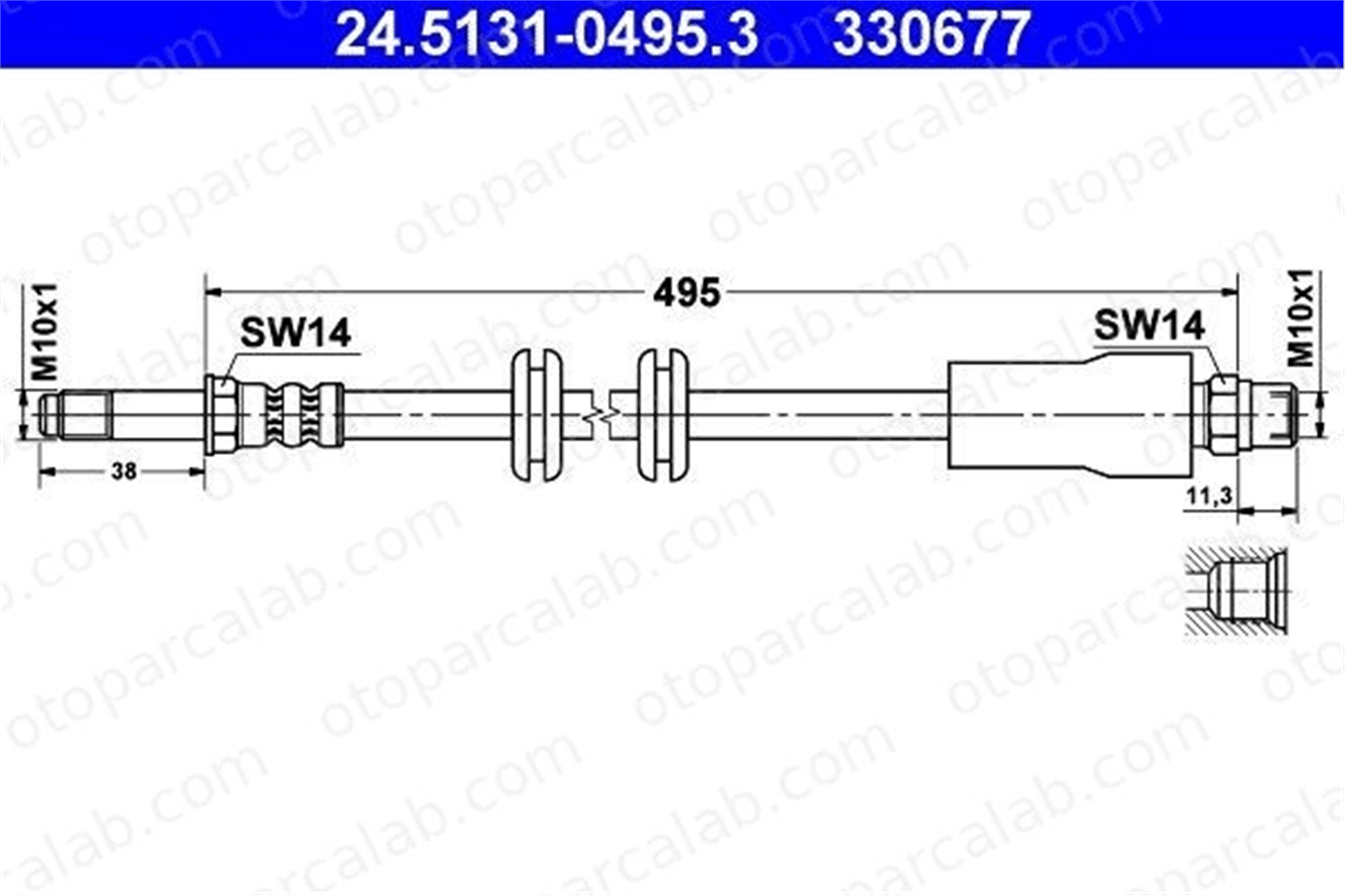 ATE 24.5131-0495.3 Fren Hortumu Ön Sağ veya Sol MERCEDES-BENZ VITO Minibüs/Otobüs VITO Panelvan/Van A6384282235 6384280235