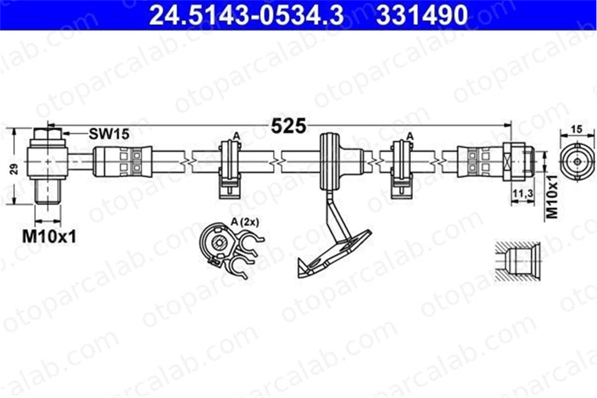 ATE 24.5143-0534.3 Fren Hortumu Ön Sağ MERCEDES-BENZ M-SERISI A1634200948 1634200948
