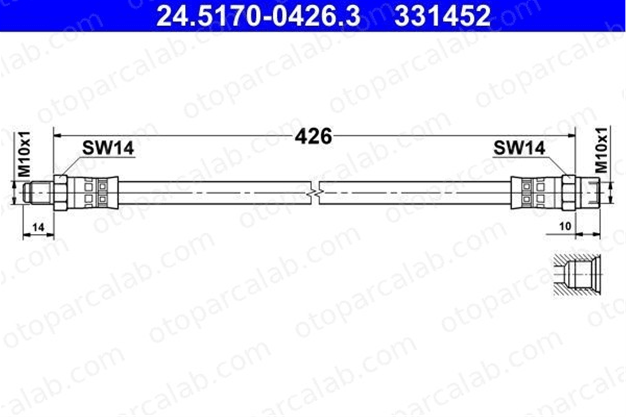 ATE 24.5170-0426.3 Fren Hortumu Ön Sağ veya Sol MERCEDES-BENZ T1 Platform şasi T1 Panelvan/Van A1234280535 438874
