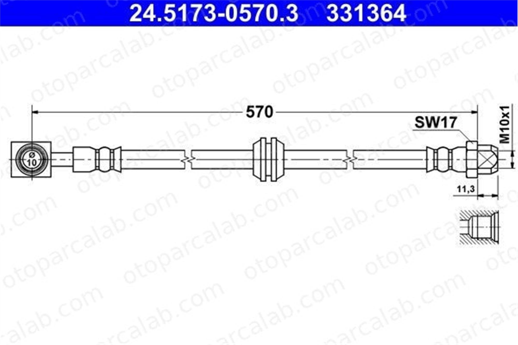 ATE 24.5173-0570.3 Fren Hortumu Ön Sağ MINI MINI MINI Cabrio 34321503079 34106779817