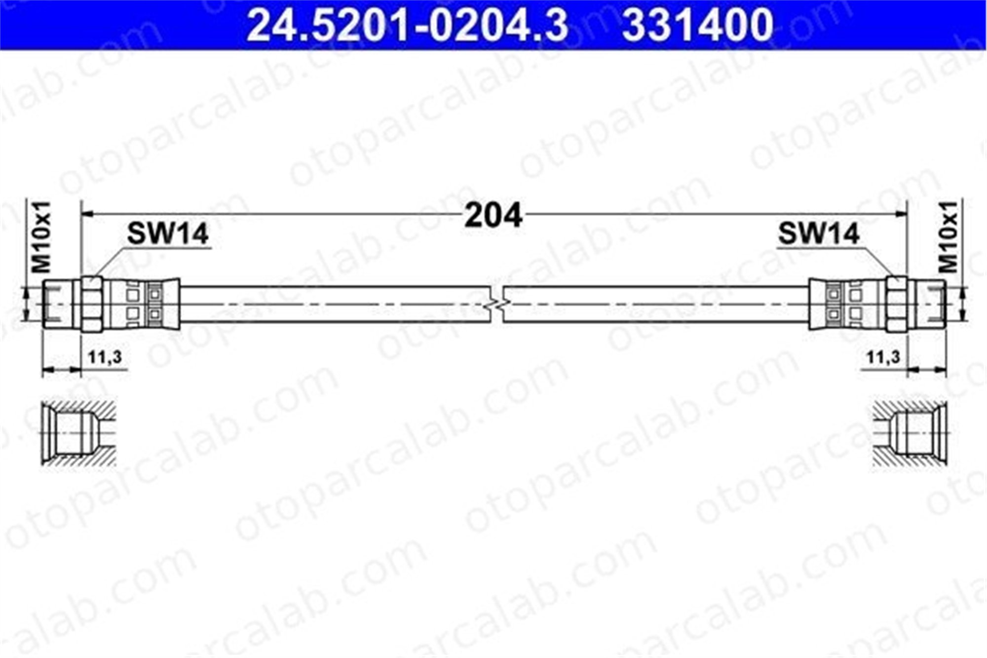ATE 24.5201-0204.3 Fren Hortumu Arka Sağ veya Sol BMW 5 3 34321108135 34321113183