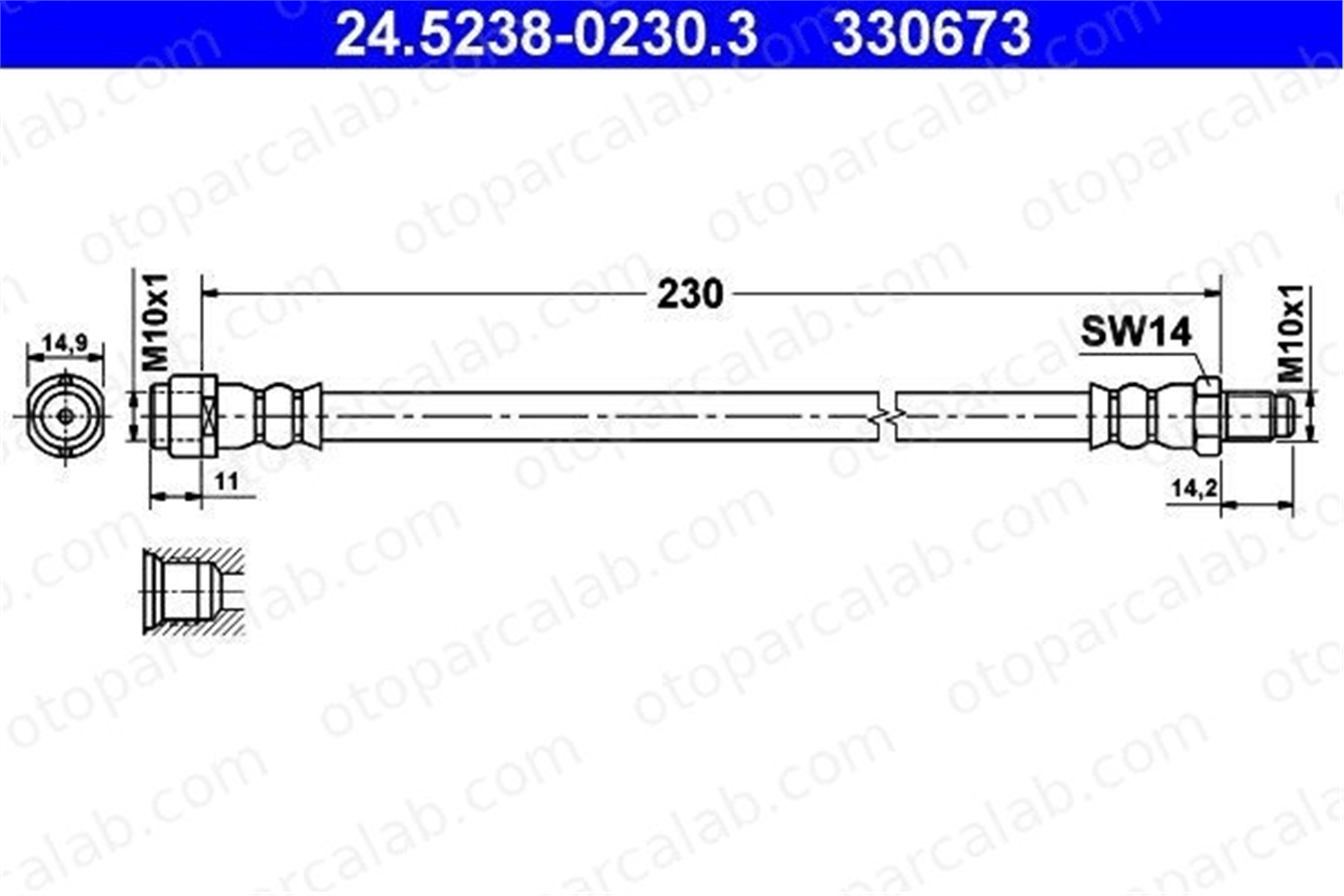 ATE 24.5238-0230.3 Fren Hortumu Arka Sağ veya Sol MERCEDES-BENZ A-SERISI B-SERISI Sports Tourer A1684280635 1684280635