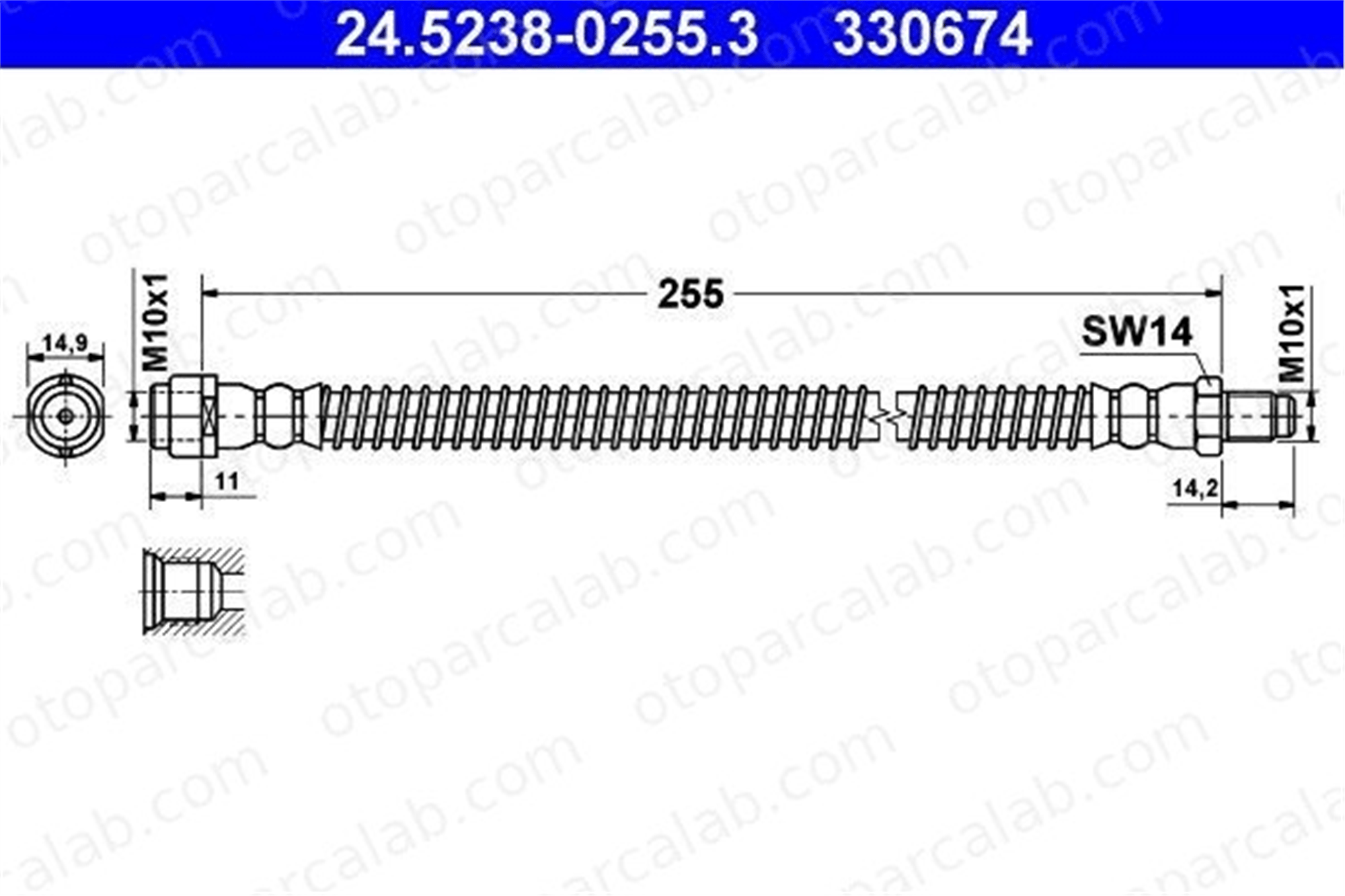 ATE 24.5238-0255.3 Fren Hortumu Arka Sağ veya Sol MERCEDES-BENZ E-SERISI E-SERISI T-Model A2114200648 2114200548
