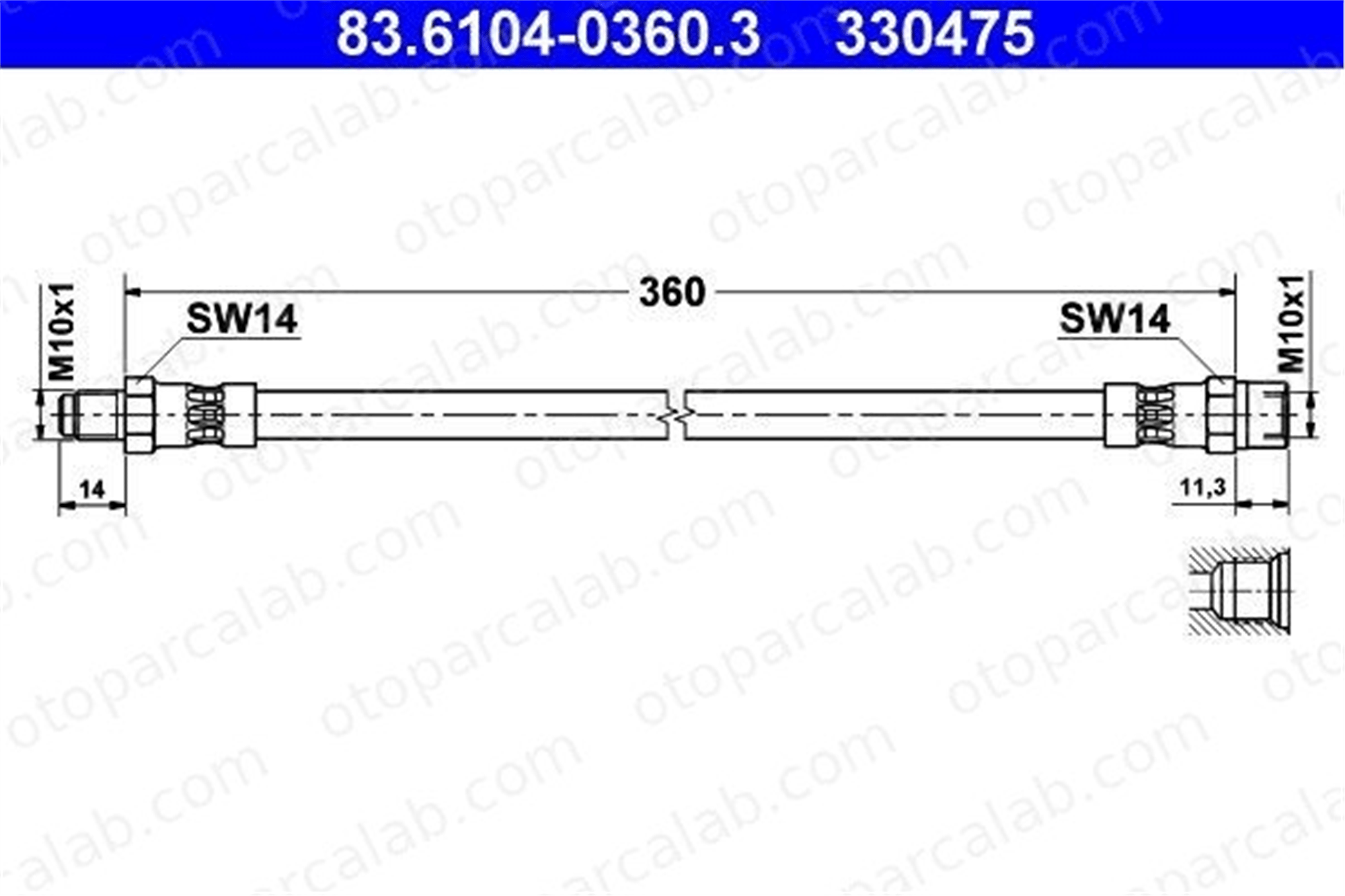 ATE 83.6104-0360.3 Fren Hortumu Ön Sağ veya Sol MERCEDES-BENZ 123 Sedan 123 T-Model A1234280235 14288835