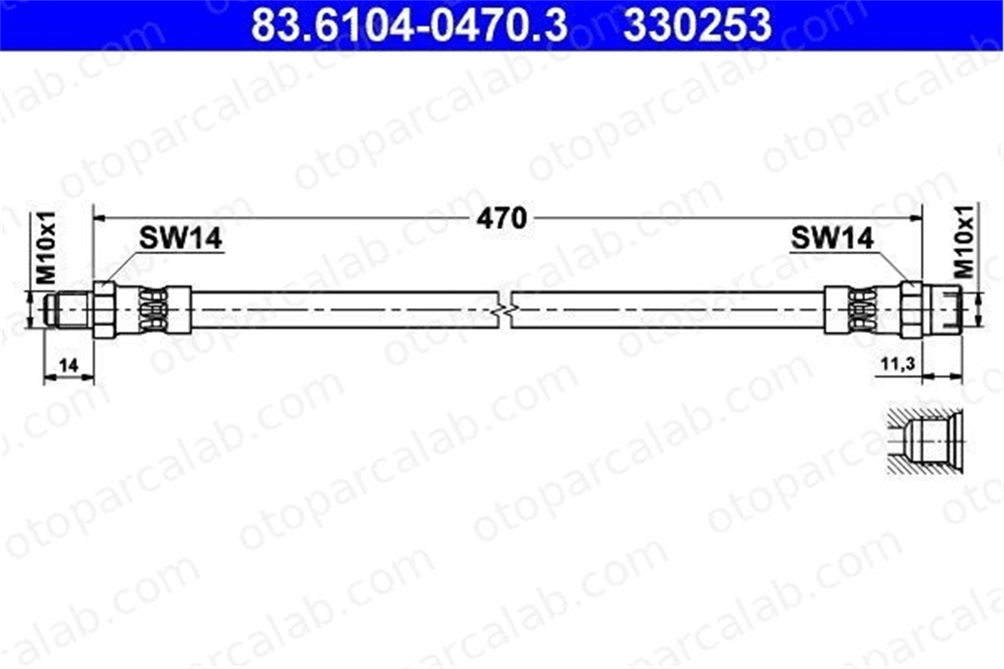 ATE 83.6104-0470.3 Fren Hortumu Arka Sağ veya Sol MERCEDES-BENZ T2/LN1 Panelvan/Van T2/LN1 Platform şasi A0014280335 34321237261