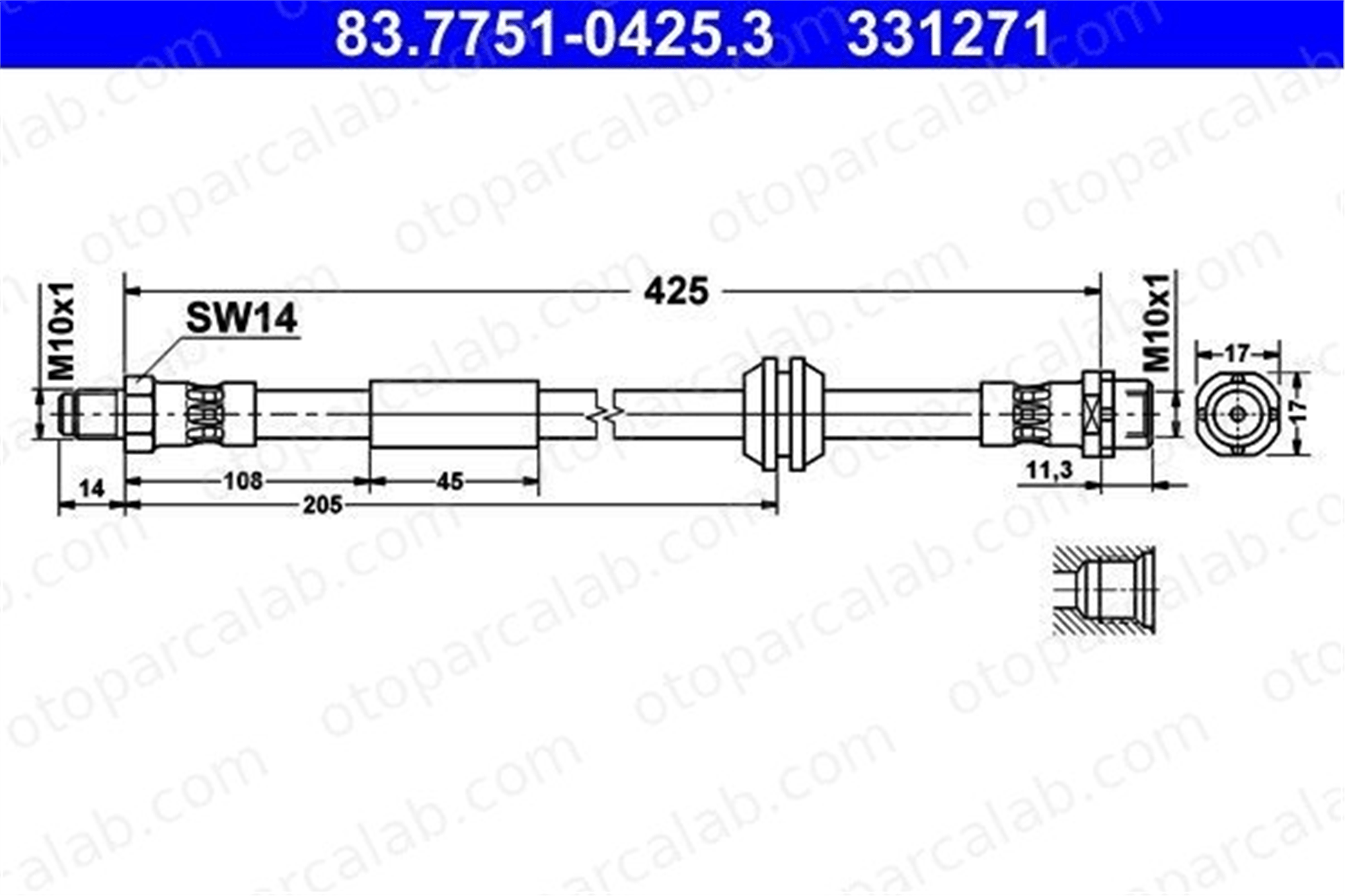 ATE 83.7751-0425.3 Fren Hortumu Arka Sağ MINI MINI MINI Cabrio 34306763682