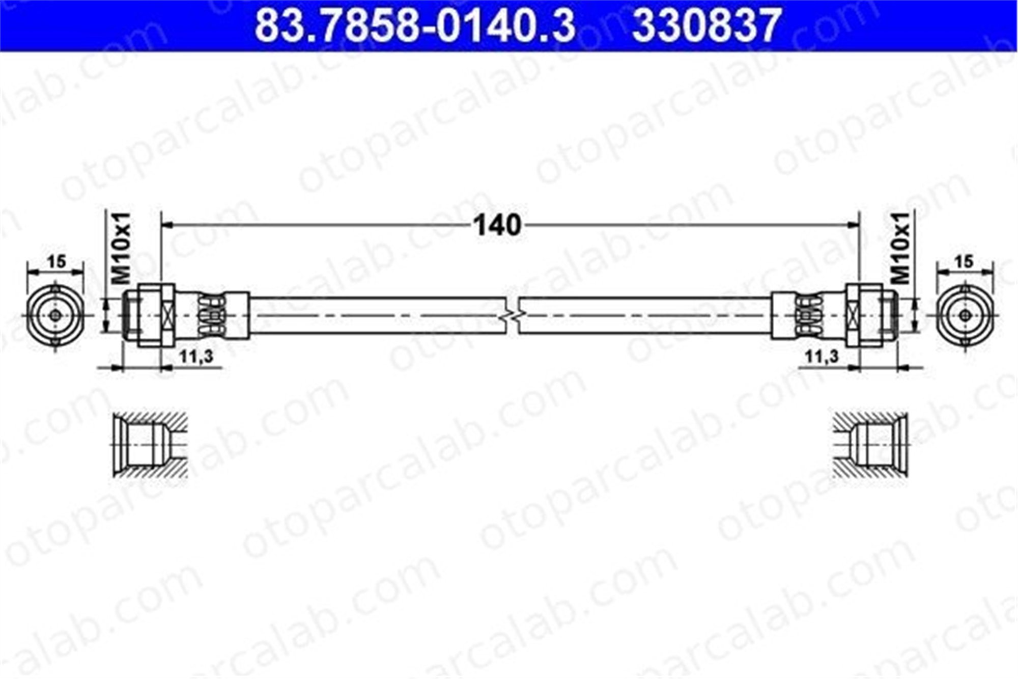 ATE 83.7858-0140.3 Fren Hortumu Arka Sağ veya Sol SEAT IBIZA IV SC VW BORA I 6X0611775