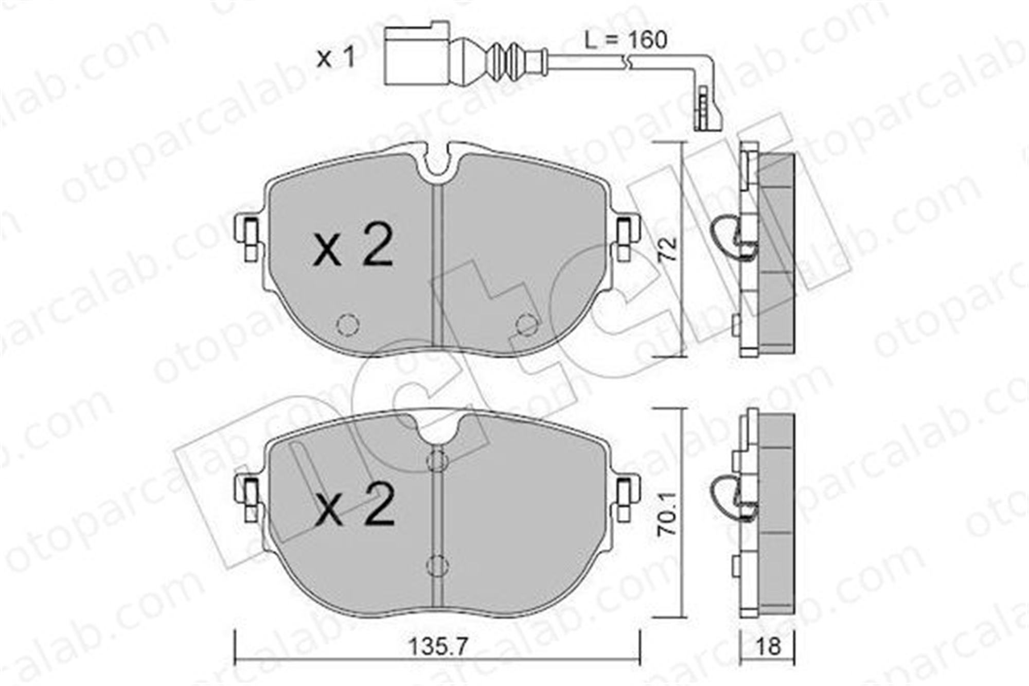 AYD 60437A Fren Disk Balata Ön VW TRANSPORTER T6 / CARAVELLE T6 Minibüs/Otobüs TRANSPORTER T6 Panelvan/Van 7LA698151 7LA698151B