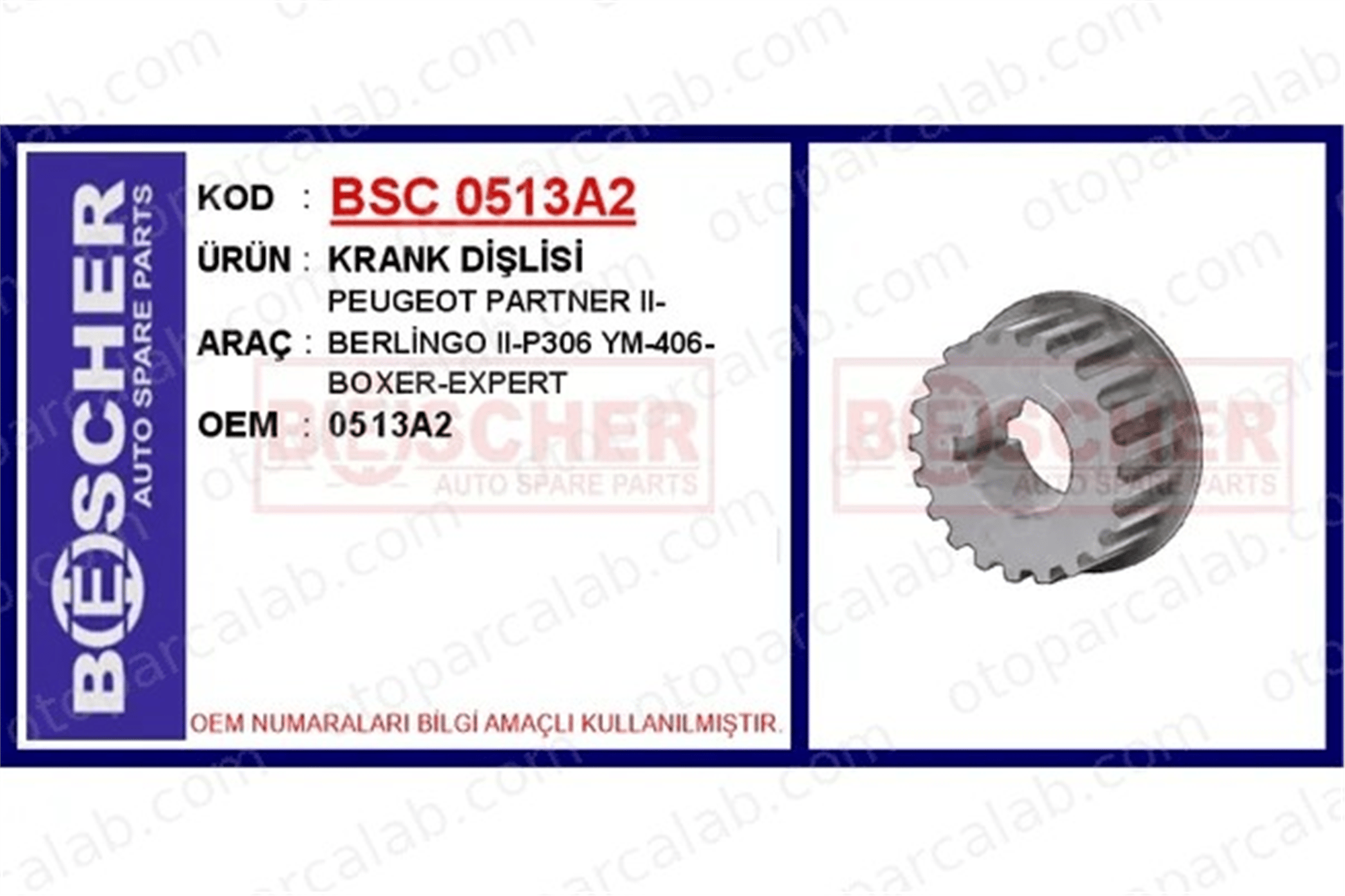BESCHER 0513A2 Krank Dişli CITROËN C5 III Break C5 III 513A2 51399