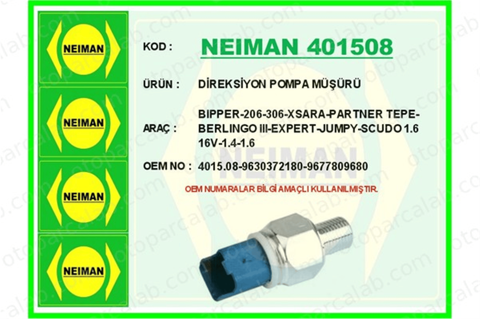 BESCHER 401508 Yağ Müşürü PEUGEOT 406 Break CITROËN XSARA 401508 9630372180