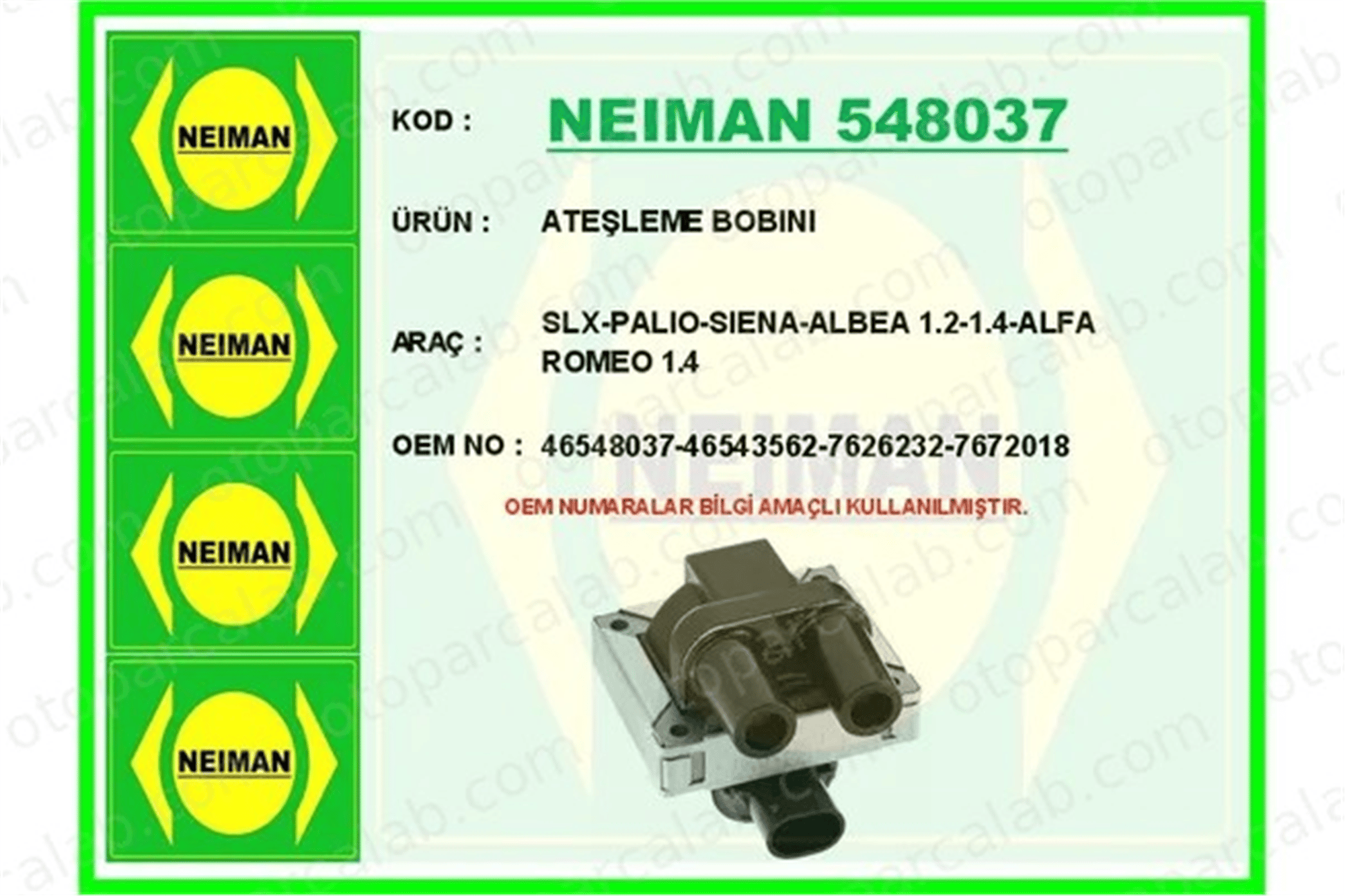 BESCHER 548037 Ateşleme Bobini FIAT PANDA CINQUECENTO 46548037 46543562