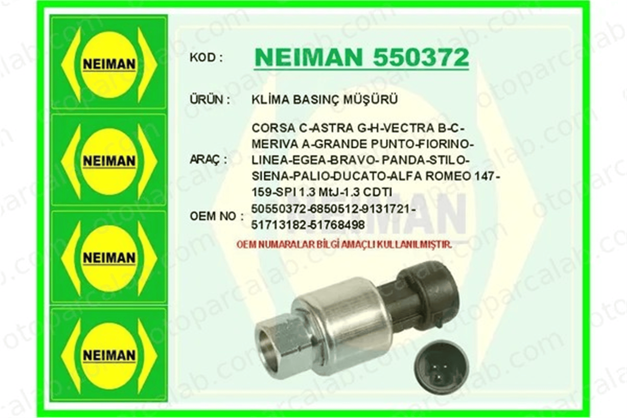 BESCHER 550372 Klima Basınç Müşürü FIAT PANDA PUNTO 50550372 6850512