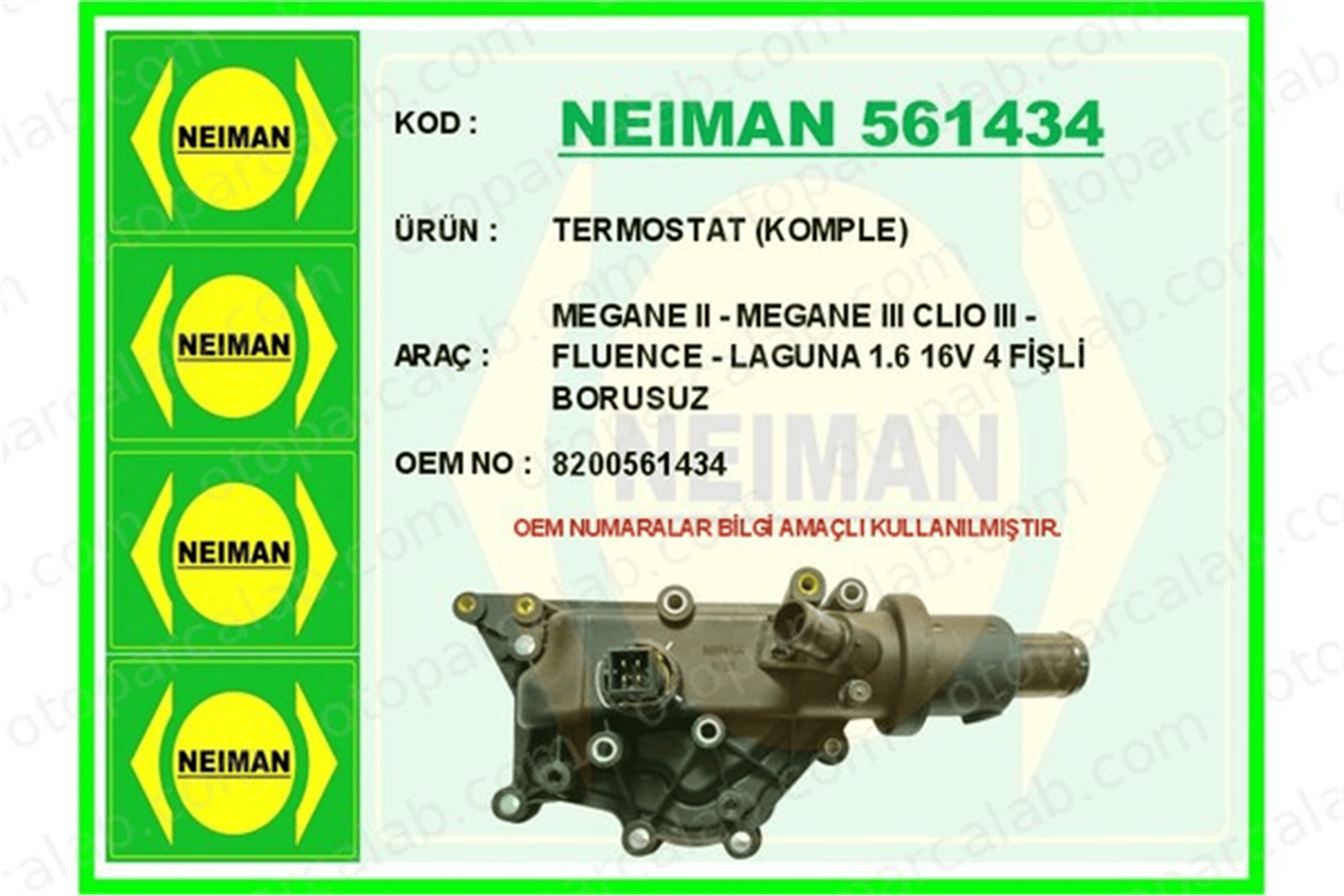BESCHER 561434 Termostat 89 °C RENAULT MEGANE II CLIO III 8200561434 8200158269