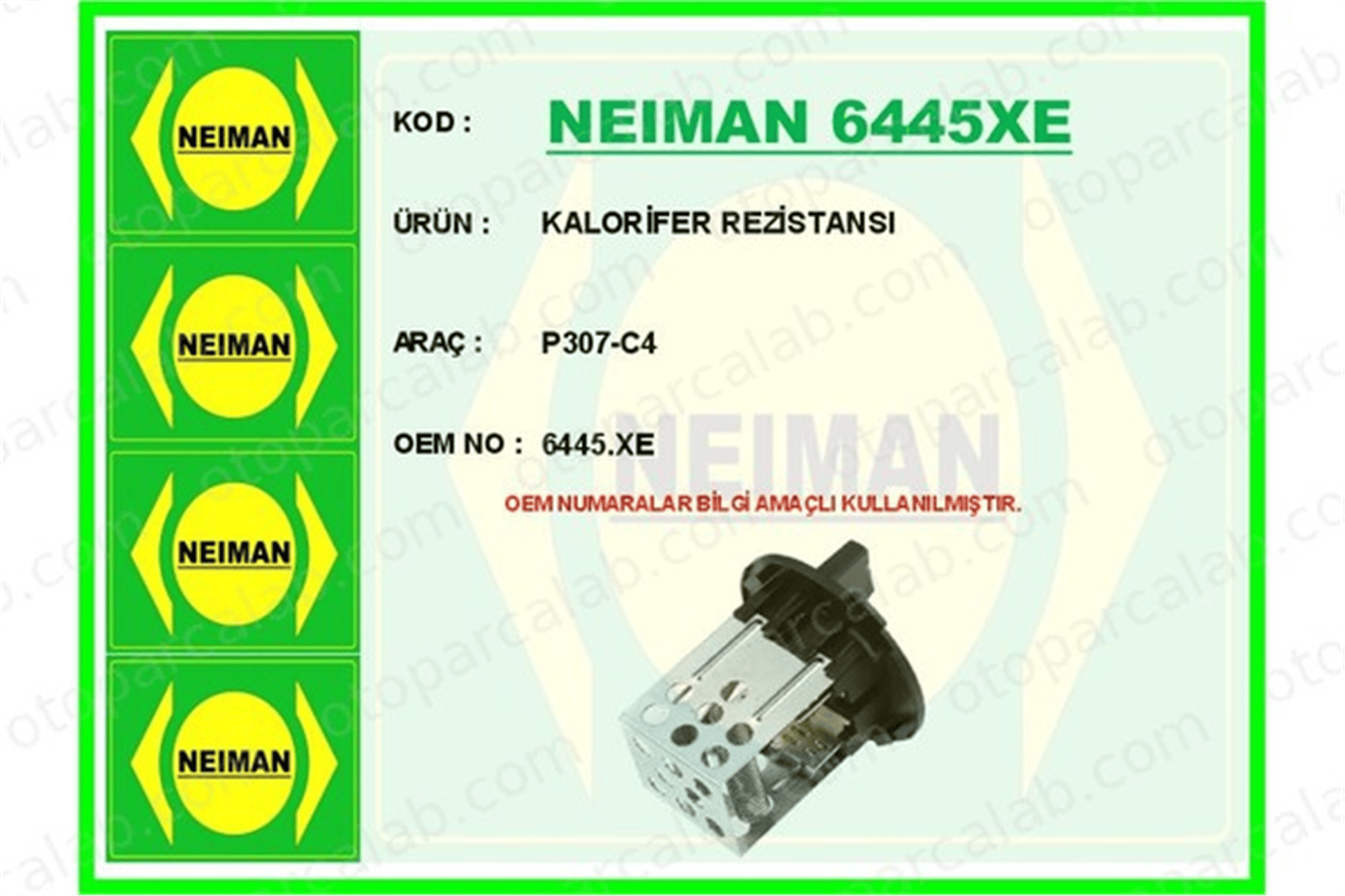 BESCHER 6445XE Kalorifer Rezistansı CITROËN C4 I C4 Coupe 6445XE