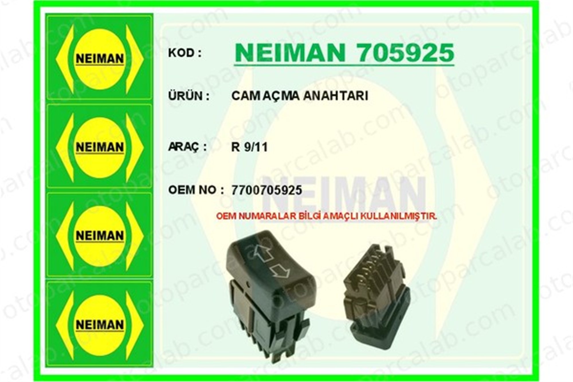 BESCHER 705925 Cam Açma Düğmesi Ön Sağ RENAULT 9 SUPER 5 7700705925 7700673247