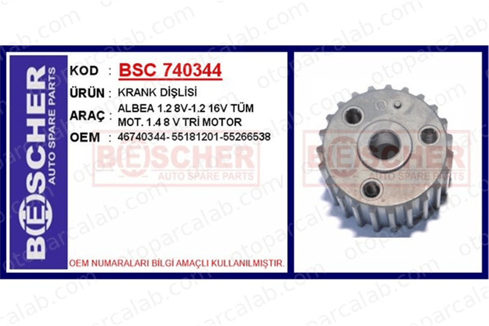 BESCHER 740344 Krank Dişli