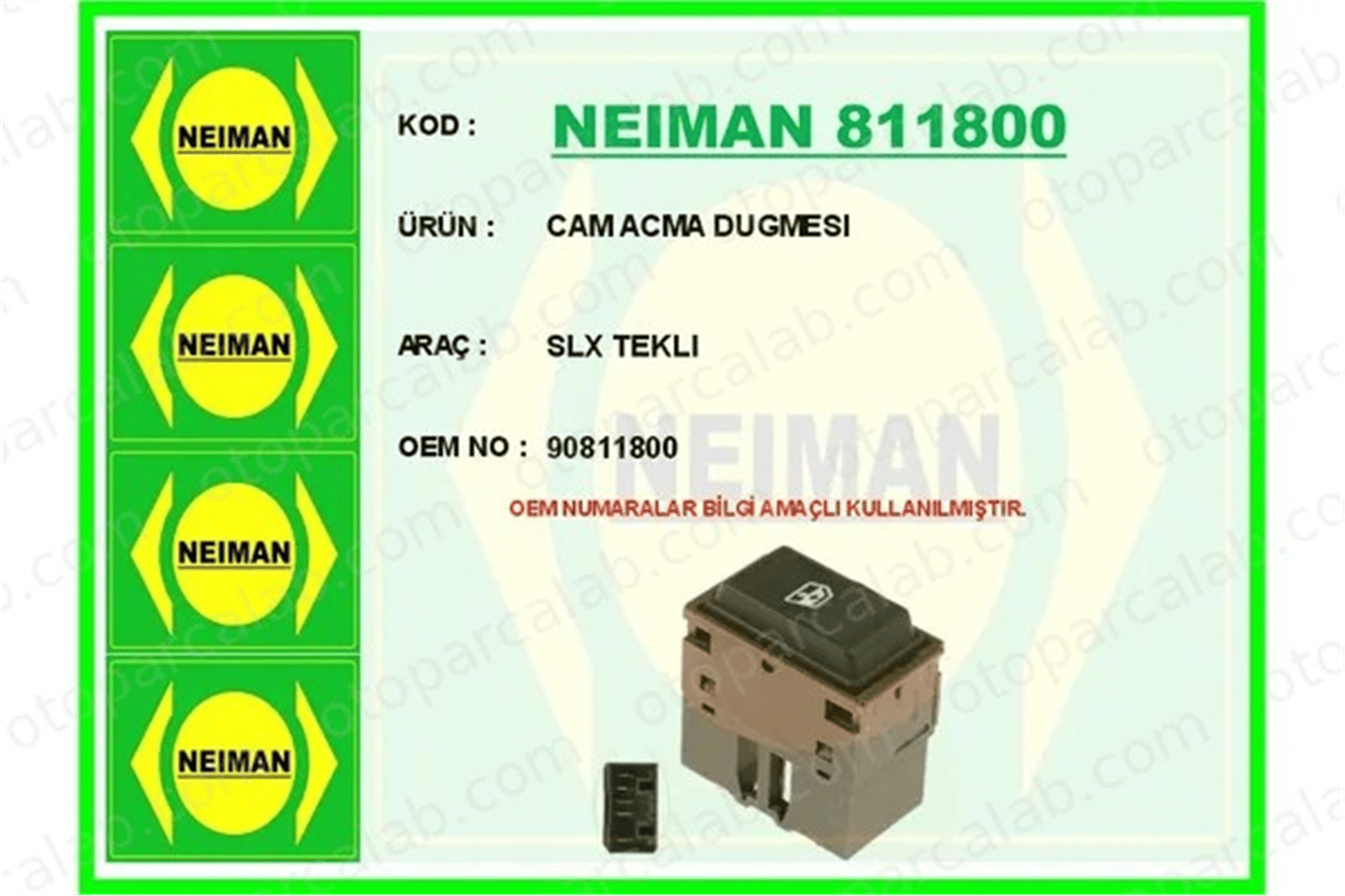 BESCHER 811800 Cam Açma Düğmesi Ön Sağ FIAT FIORINO Kasa/büyük limuzin FIORINO 90811800 181980280
