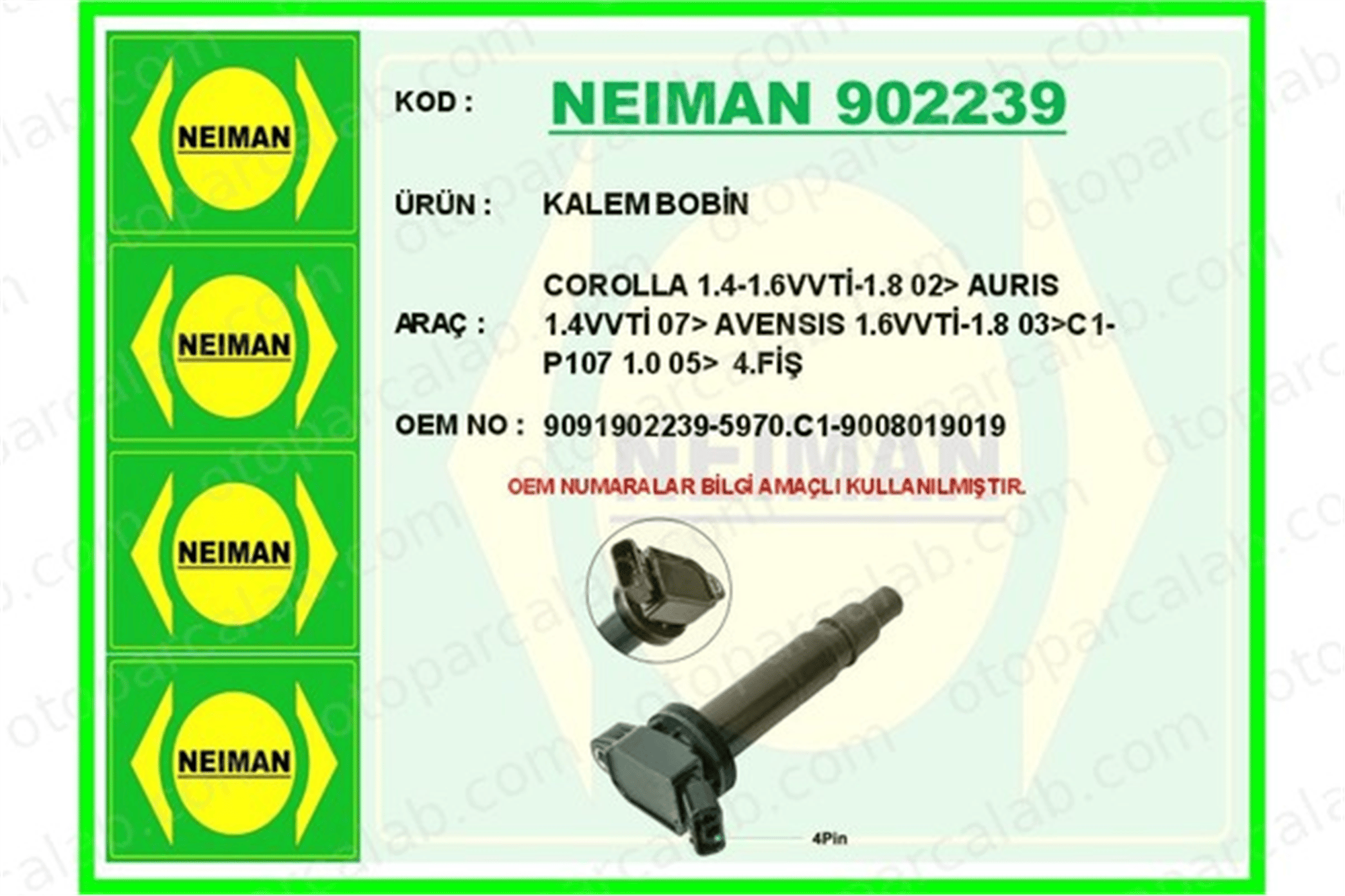 BESCHER 902239 Ateşleme Bobini SKODA KAMIQ TOYOTA AVENSIS 9091902239 5970C1
