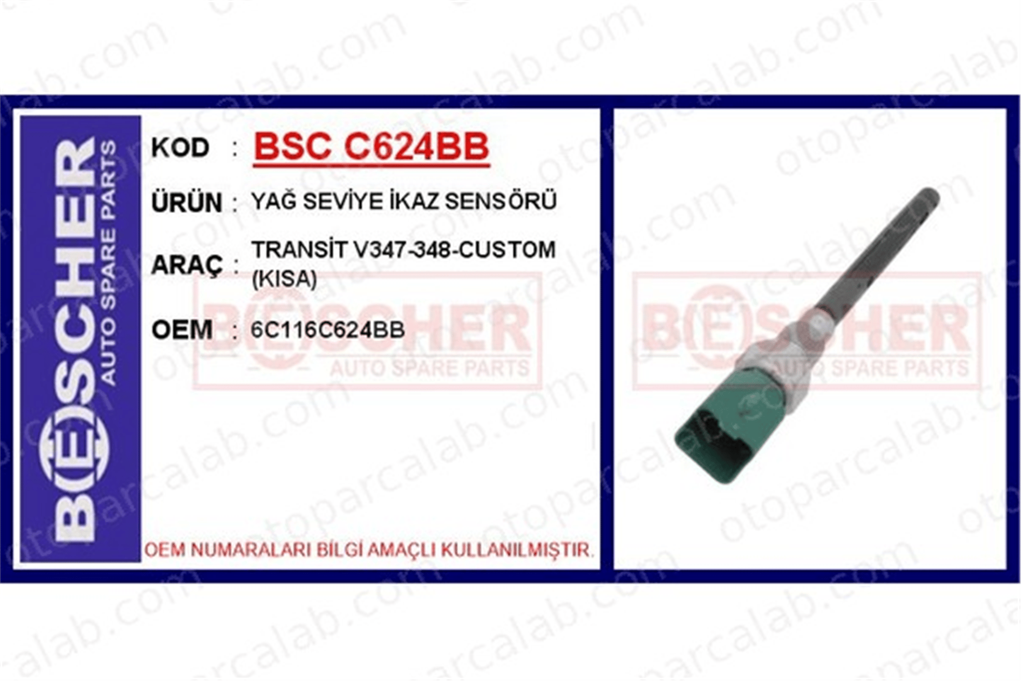 BESCHER C624BB Yağ Müşürü FORD TRANSIT Platform şasi TRANSIT Panelvan/Van 6C116C624BB 1373310