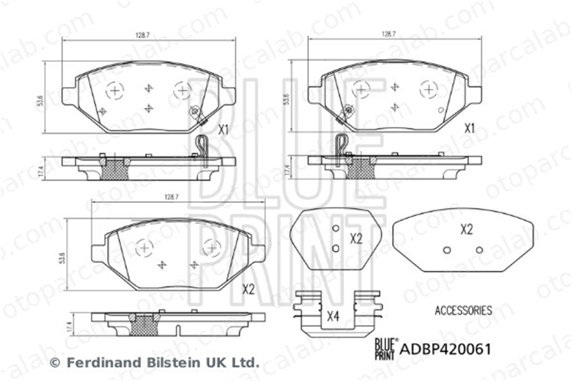 BLUE PRINT ADBP420061 Fren Disk Balata Ön OPEL KARL 1605325 42349236