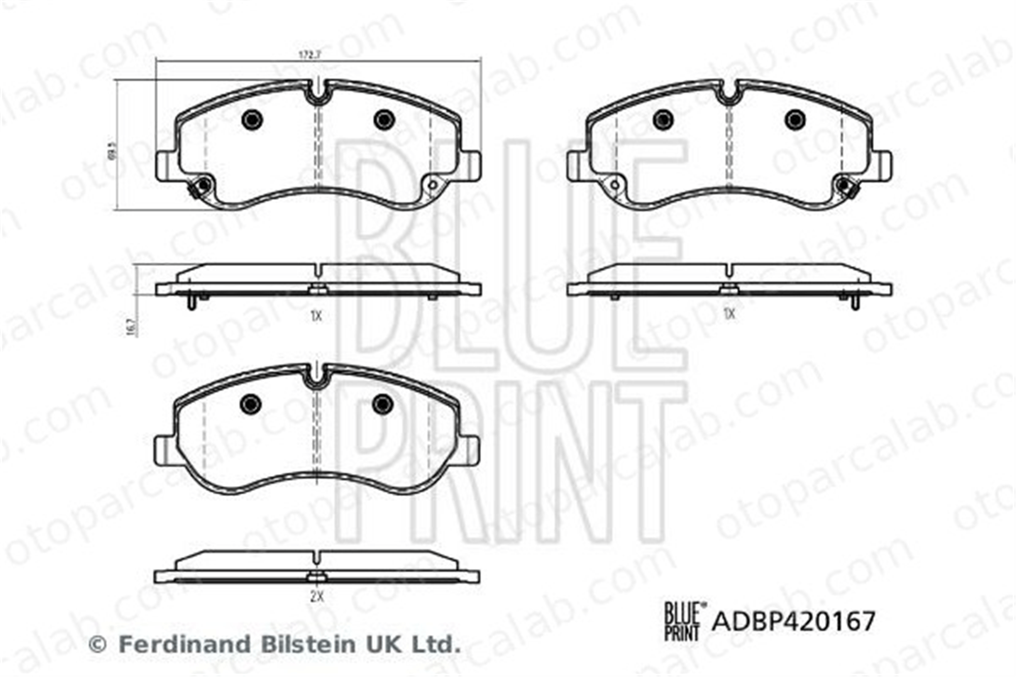 BLUE PRINT ADBP420167 Fren Disk Balata Ön MAXUS DELIVER 9 Panelvan/Van C00212539