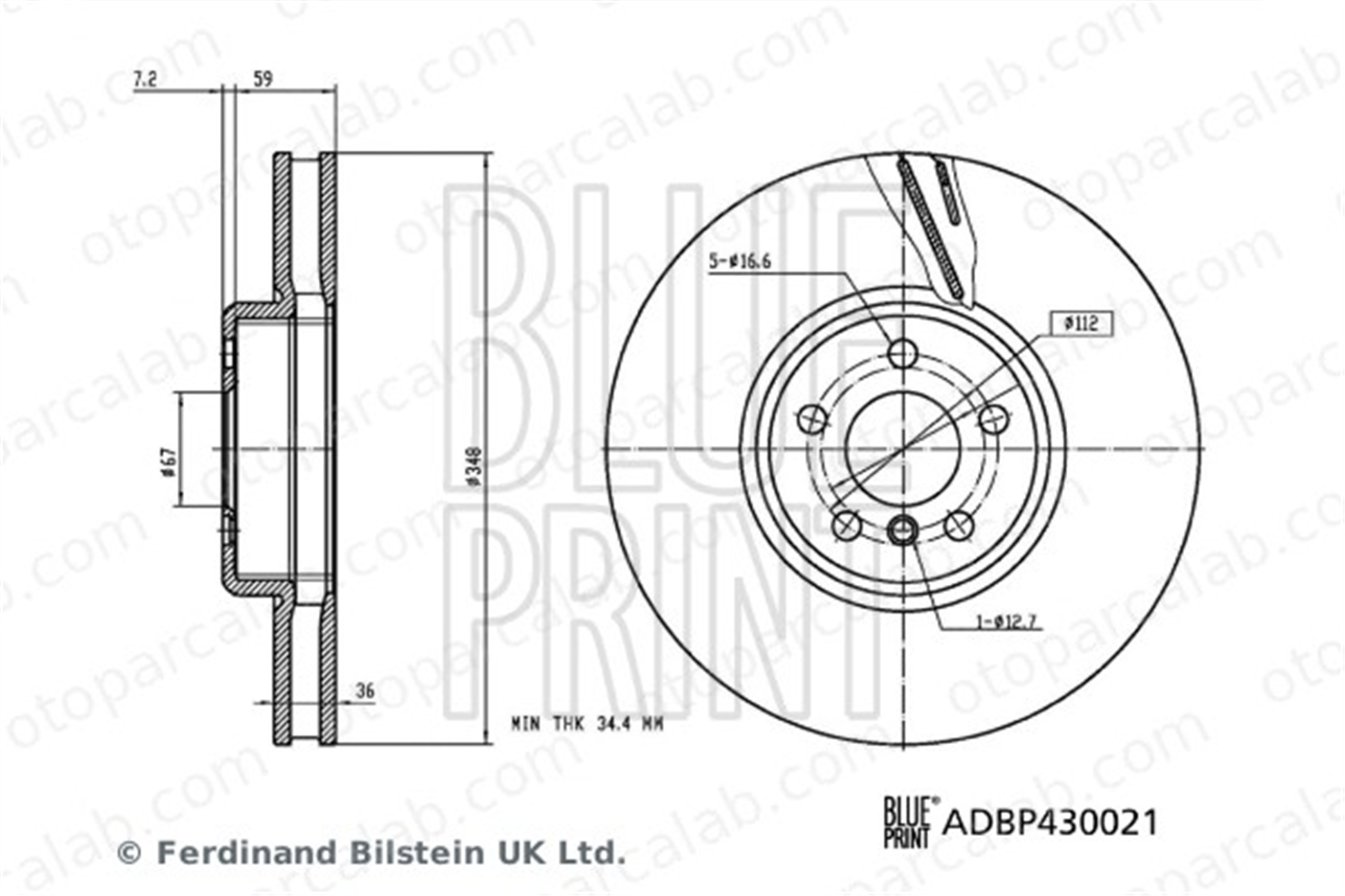 BLUE PRINT ADBP430021 Fren Disk Ayna Ön Sağ BMW 5 5 Touring ADBP430021 34106880076