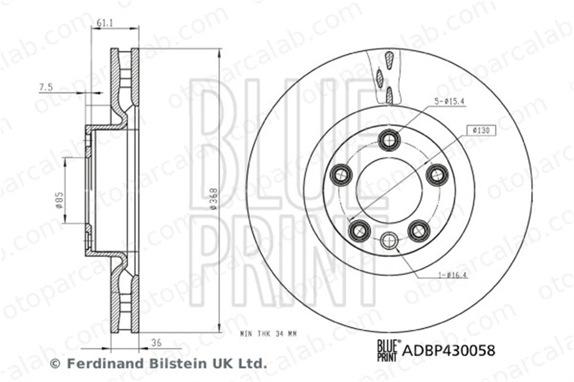 BLUE PRINT ADBP430058 Fren Disk Ayna Ön Sağ ve Sol PORSCHE CAYENNE VW TOUAREG 7L8615301A 95535140300